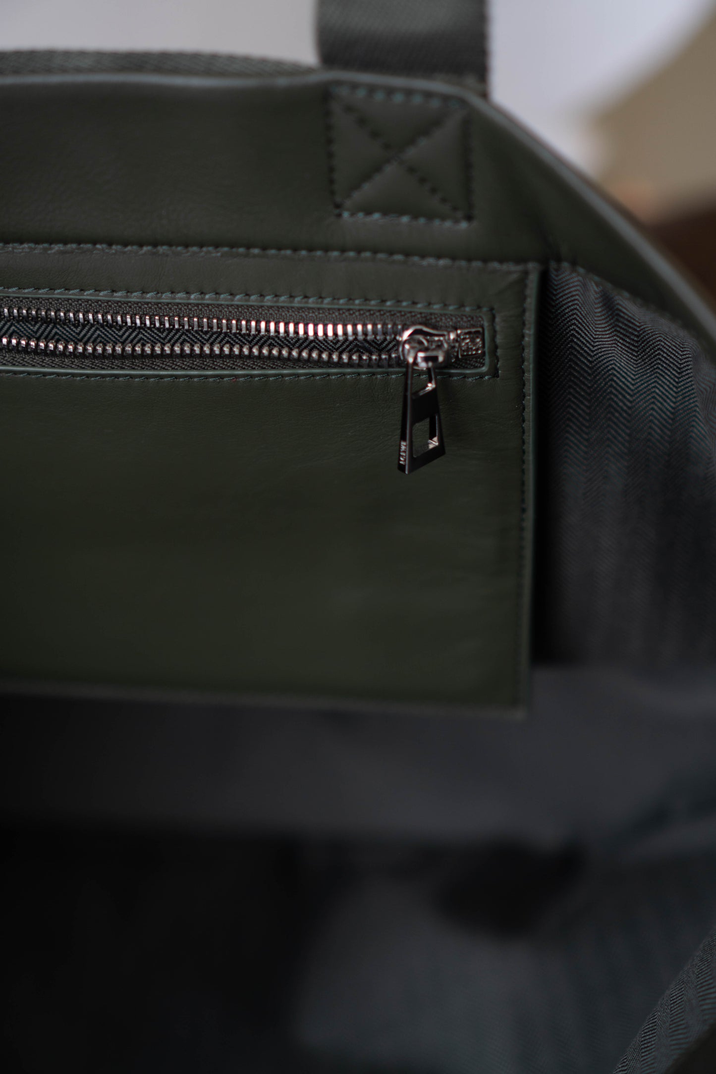 Fold Shopper Tote in Green Paper Calfskin