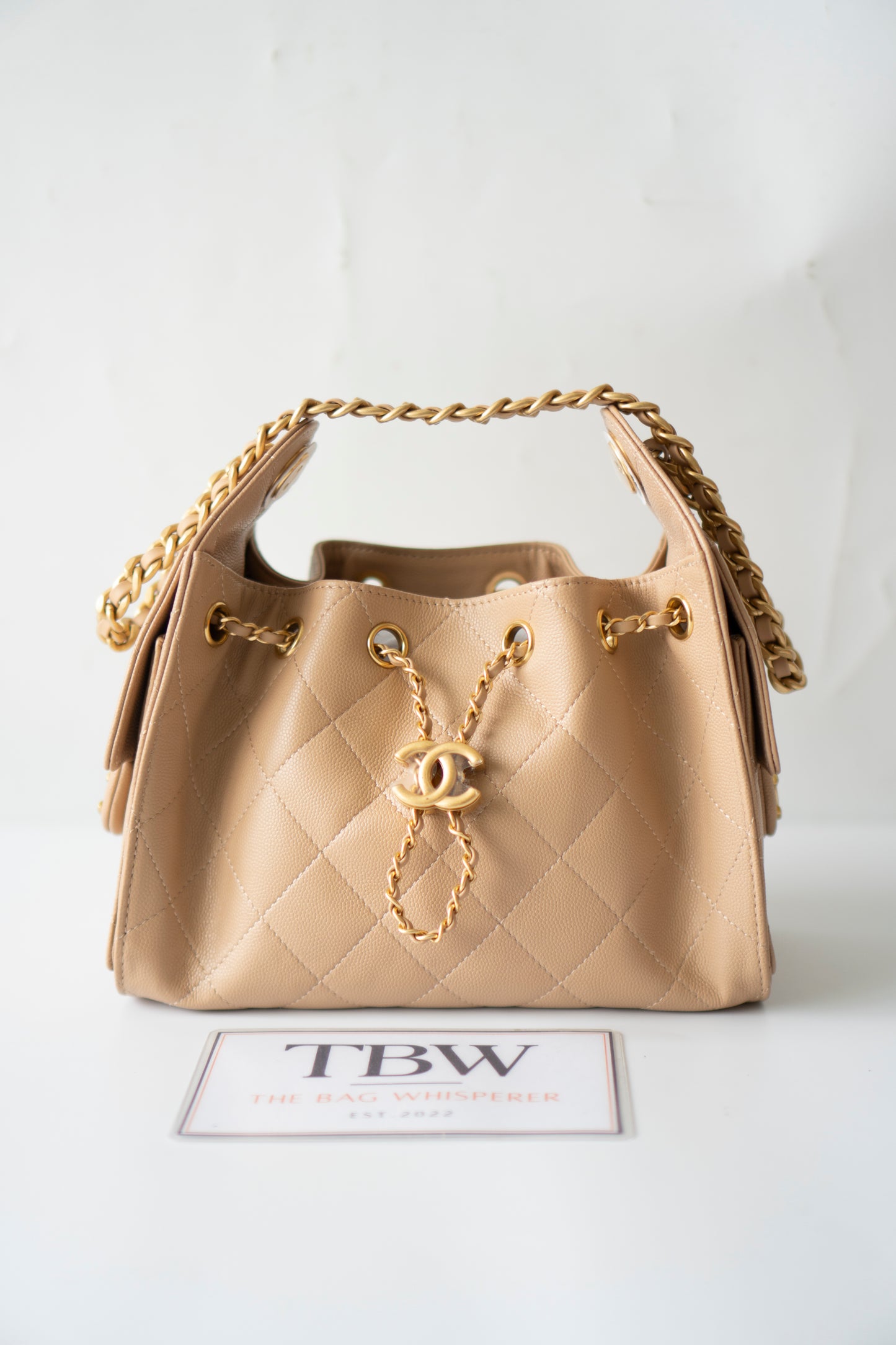 C25 Mini – Dark Beige Caviar Leather with Gold Hardware