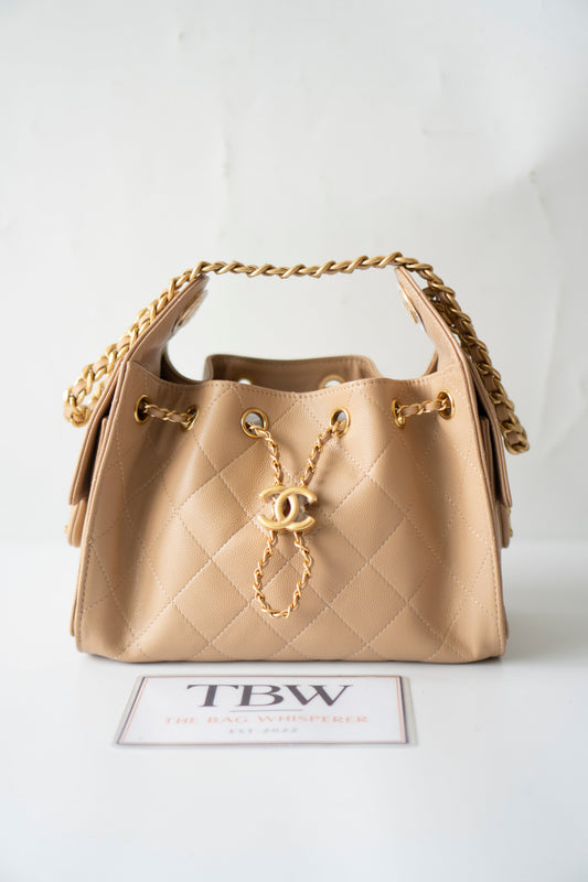 C25 Mini – Dark Beige Caviar Leather with Gold Hardware