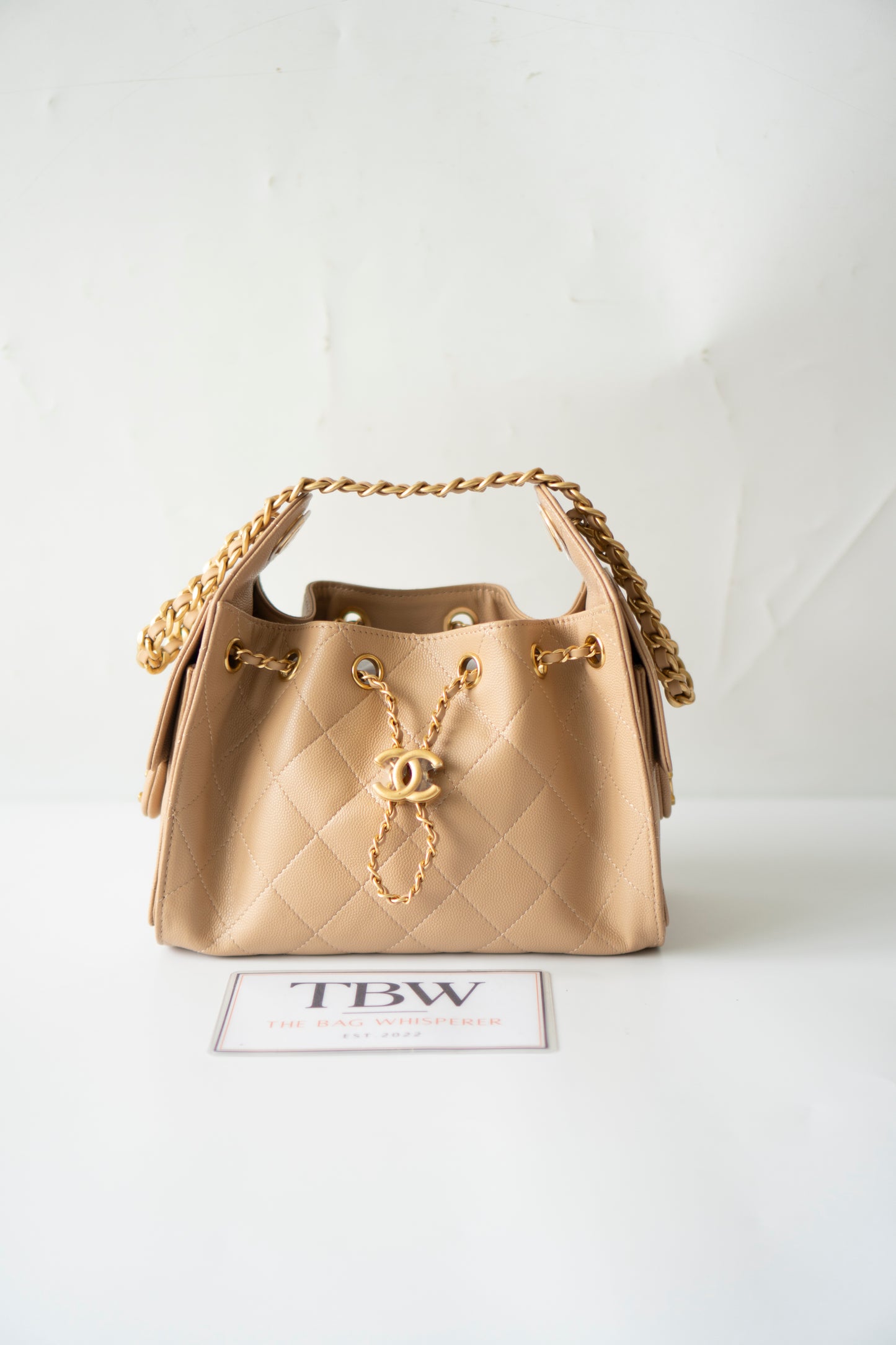 C25 Mini – Dark Beige Caviar Leather with Gold Hardware
