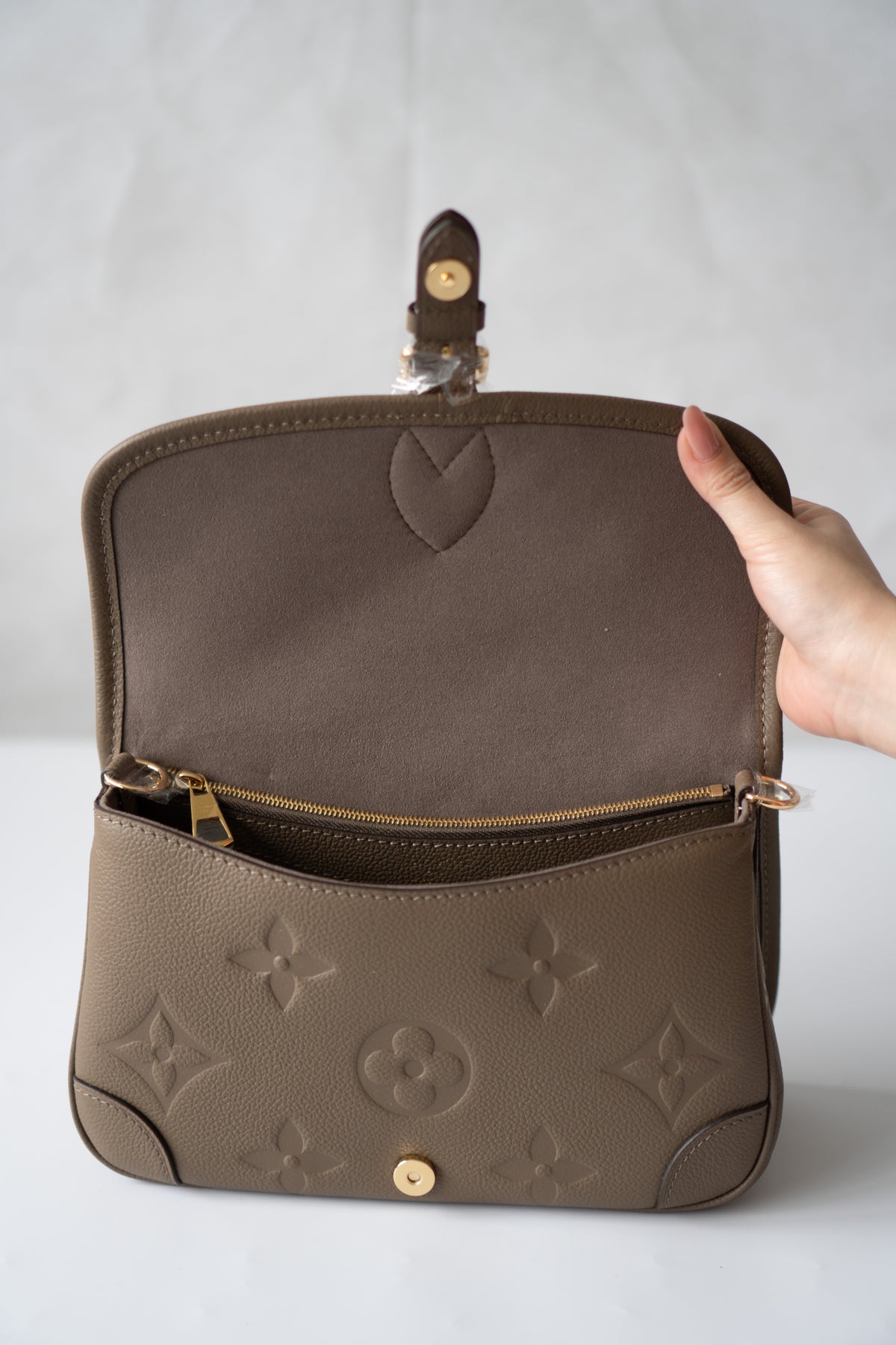 Diane Monogram Empreinte – Tourterelle / Taupe Grained Leather with Gold Hardware
