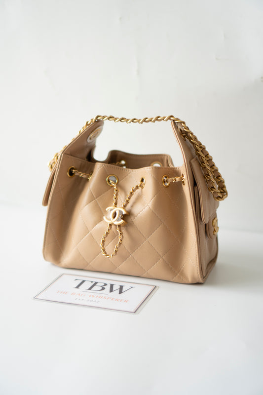 C25 Mini – Dark Beige Caviar Leather with Gold Hardware