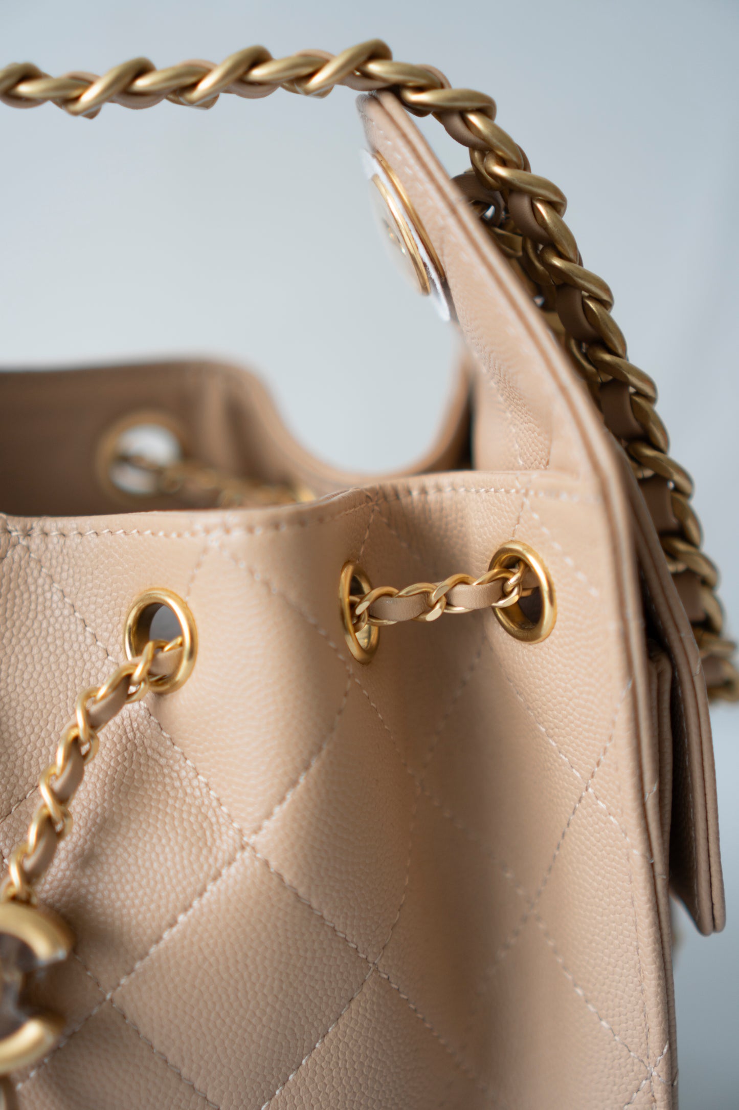 C25 Mini – Dark Beige Caviar Leather with Gold Hardware