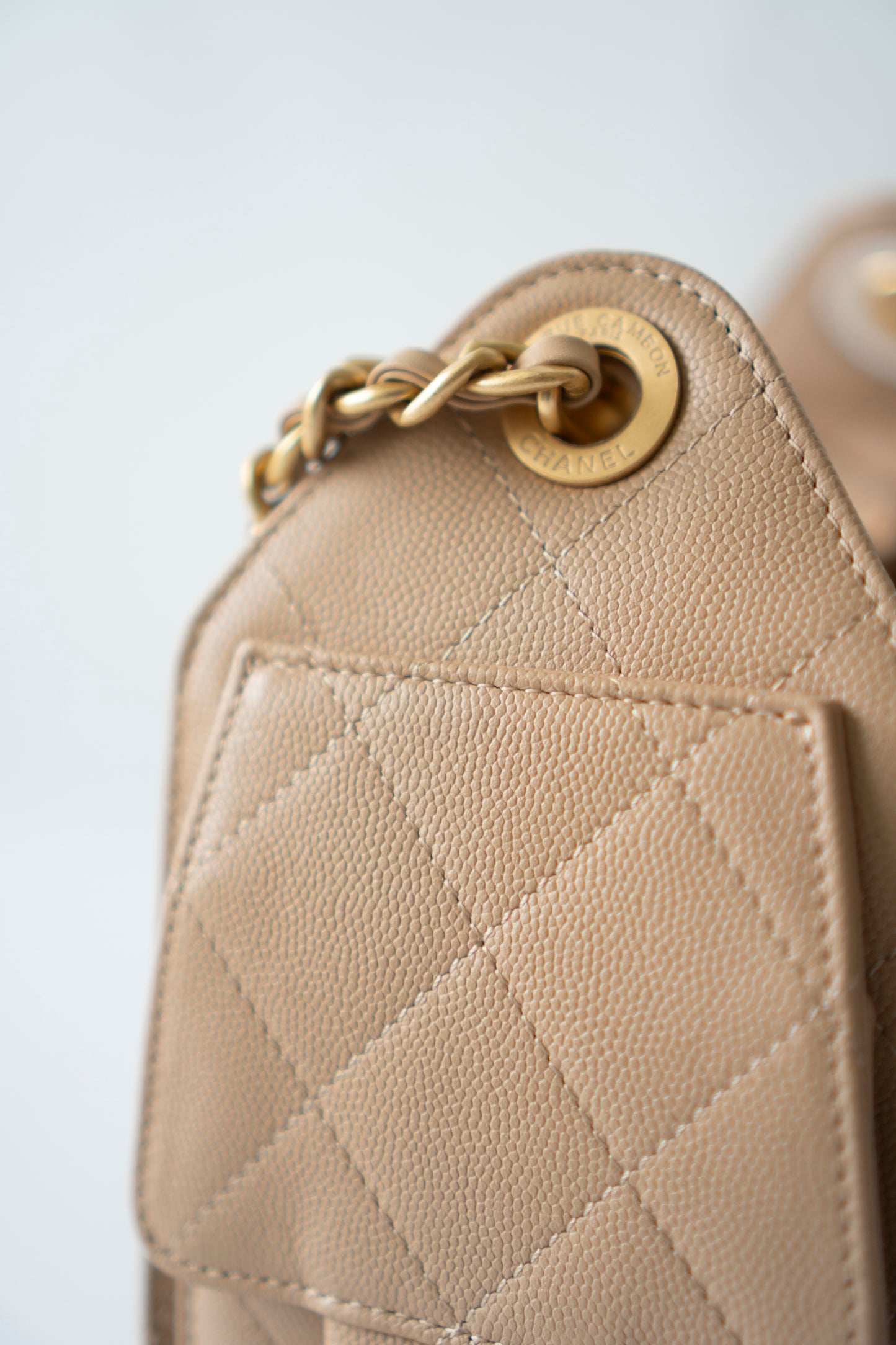 C25 Mini – Dark Beige Caviar Leather with Gold Hardware