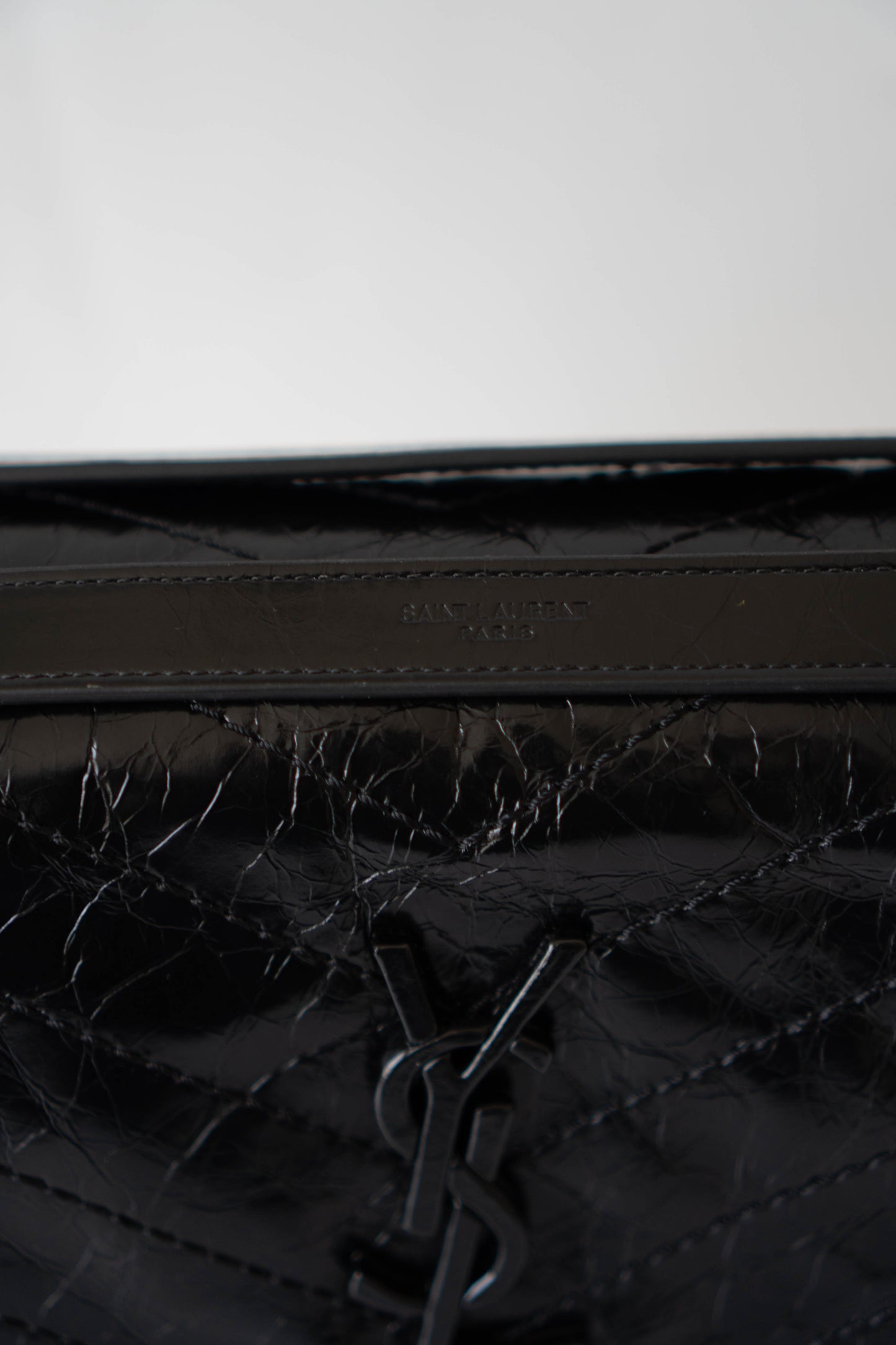 Nikki Bag – Black Crinkled Leather with Black Hardware (28 cm)