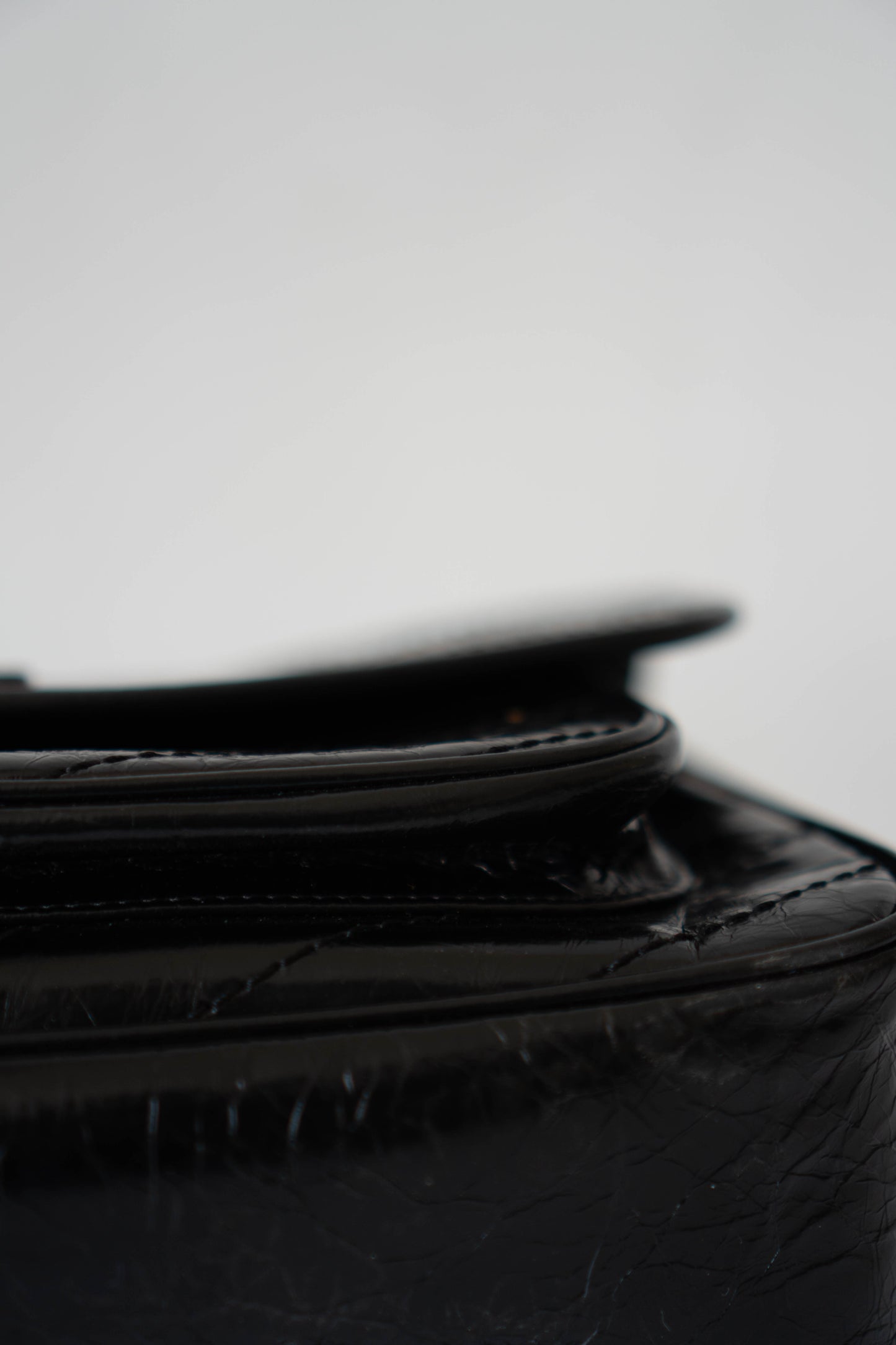 Nikki Bag – Black Crinkled Leather with Black Hardware (28 cm)