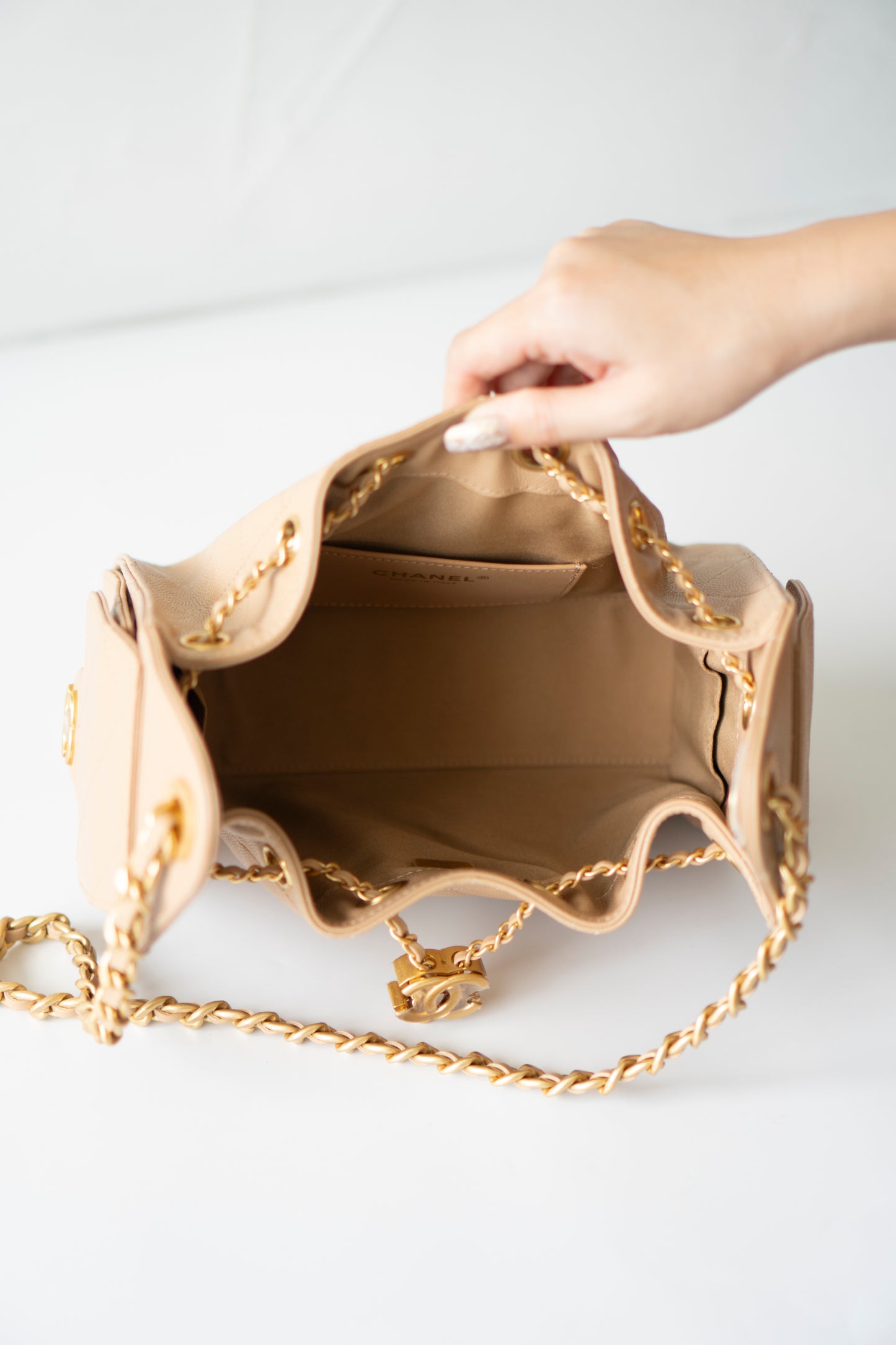 C25 Mini – Dark Beige Caviar Leather with Gold Hardware
