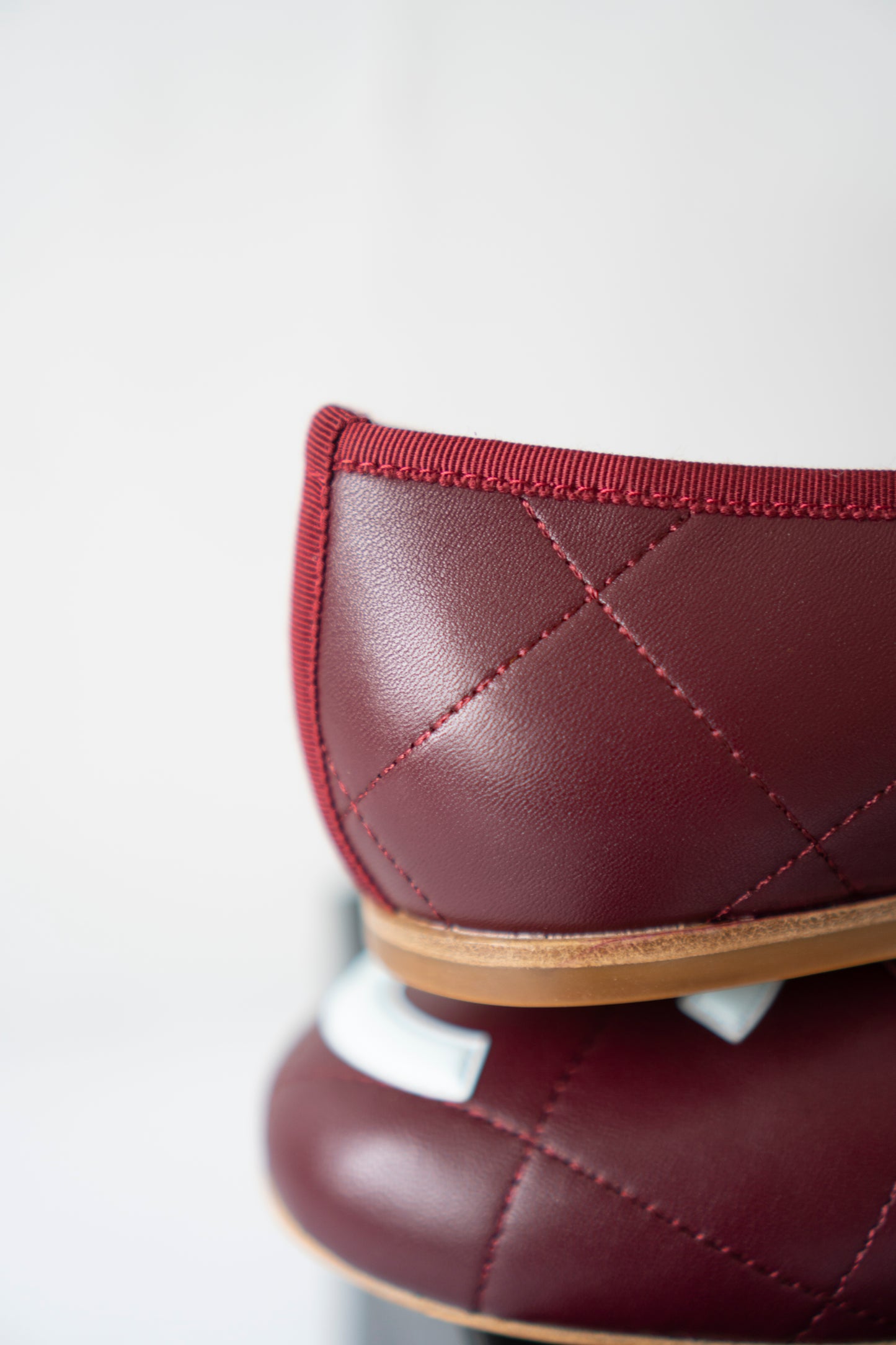 Cambon XL CC Ballet Flats – Burgundy Lambskin with Light Blue XL CC Logo