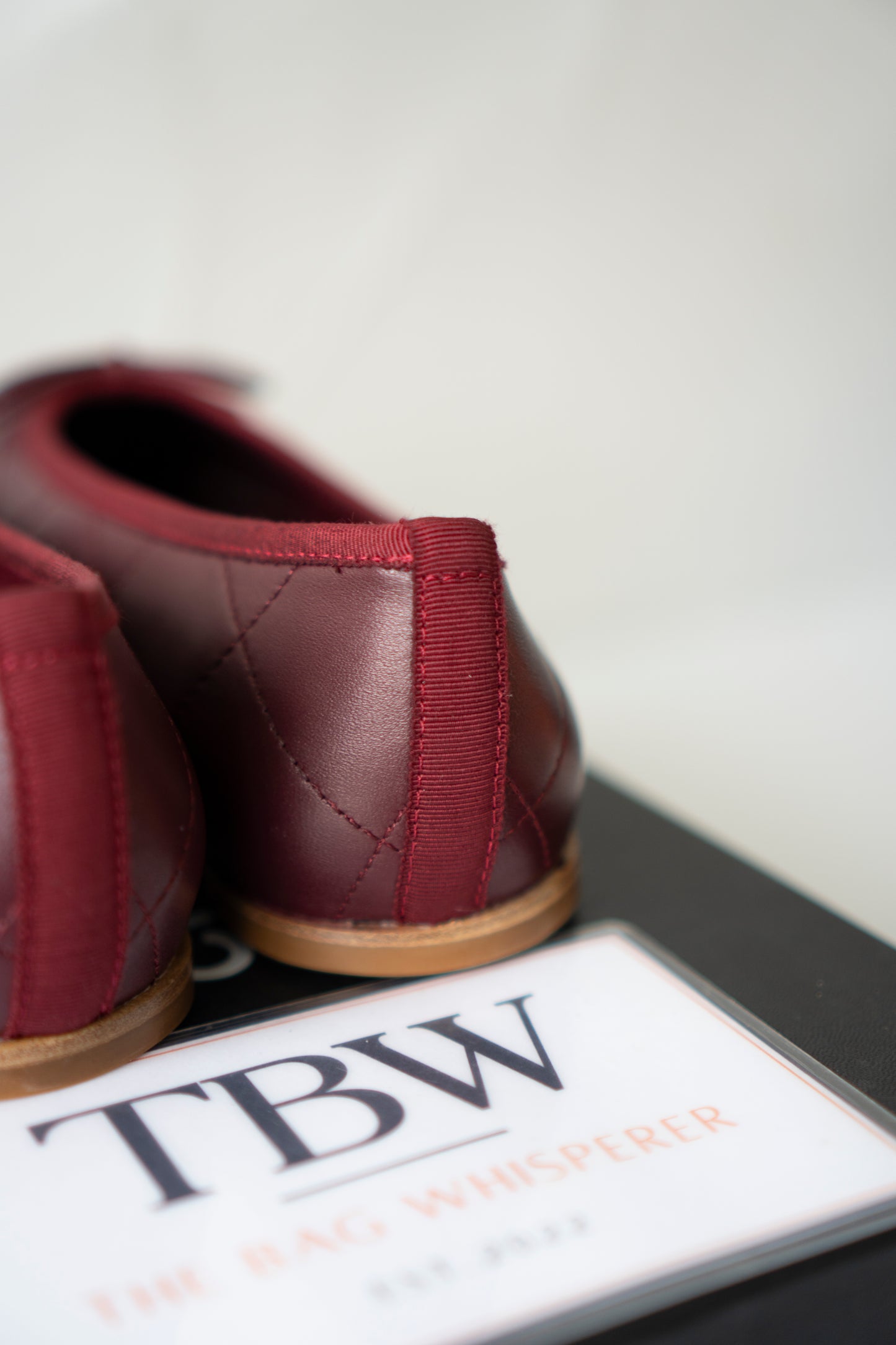 Cambon XL CC Ballet Flats – Burgundy Lambskin with Light Blue XL CC Logo