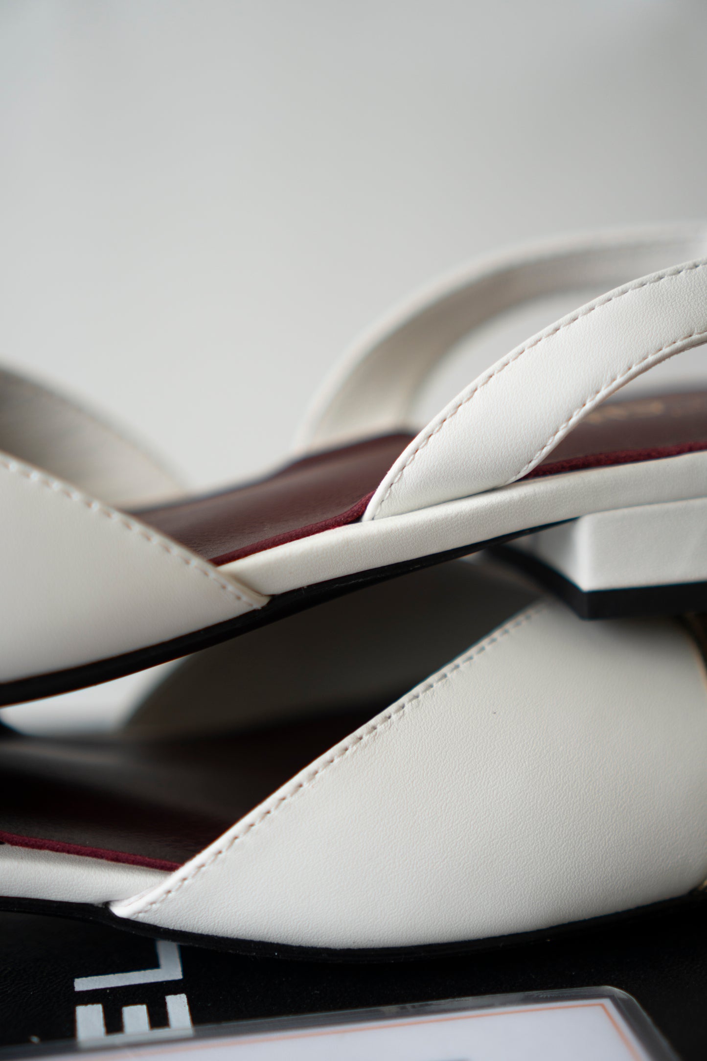 CC Square Toe Slingback – Ivory Lambskin with Metallic Gold Cap Toe