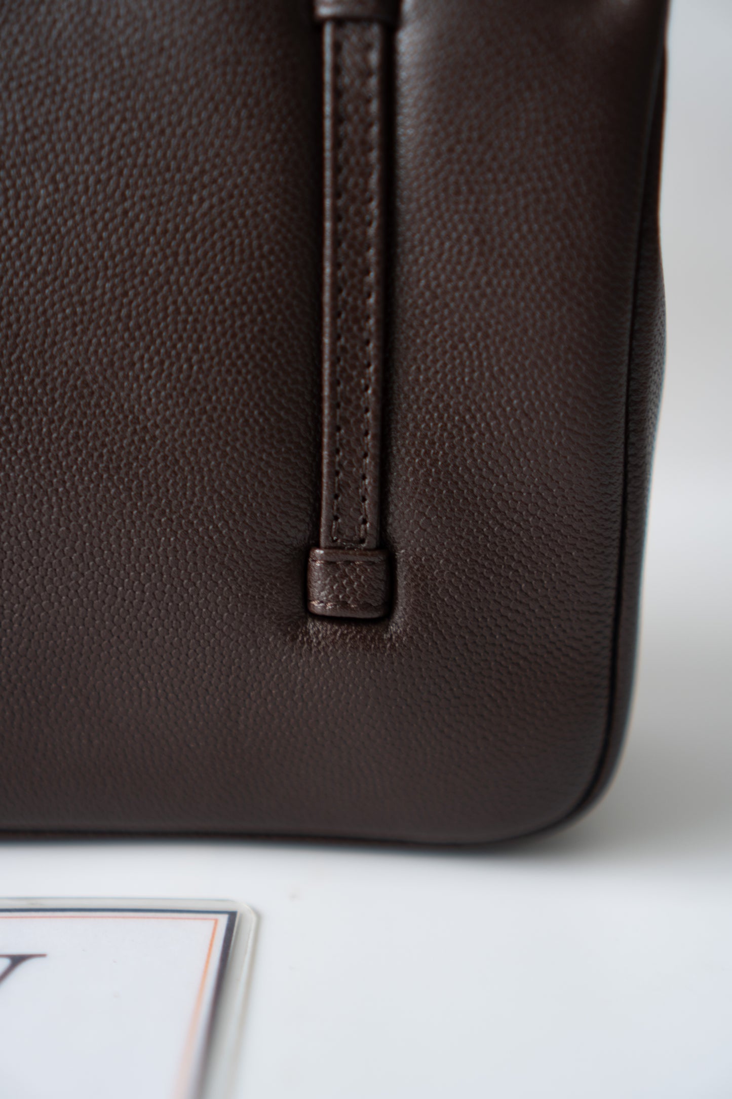 Minimal Flap Bag – Dark Brown Caviar Leather with Gold Hardware