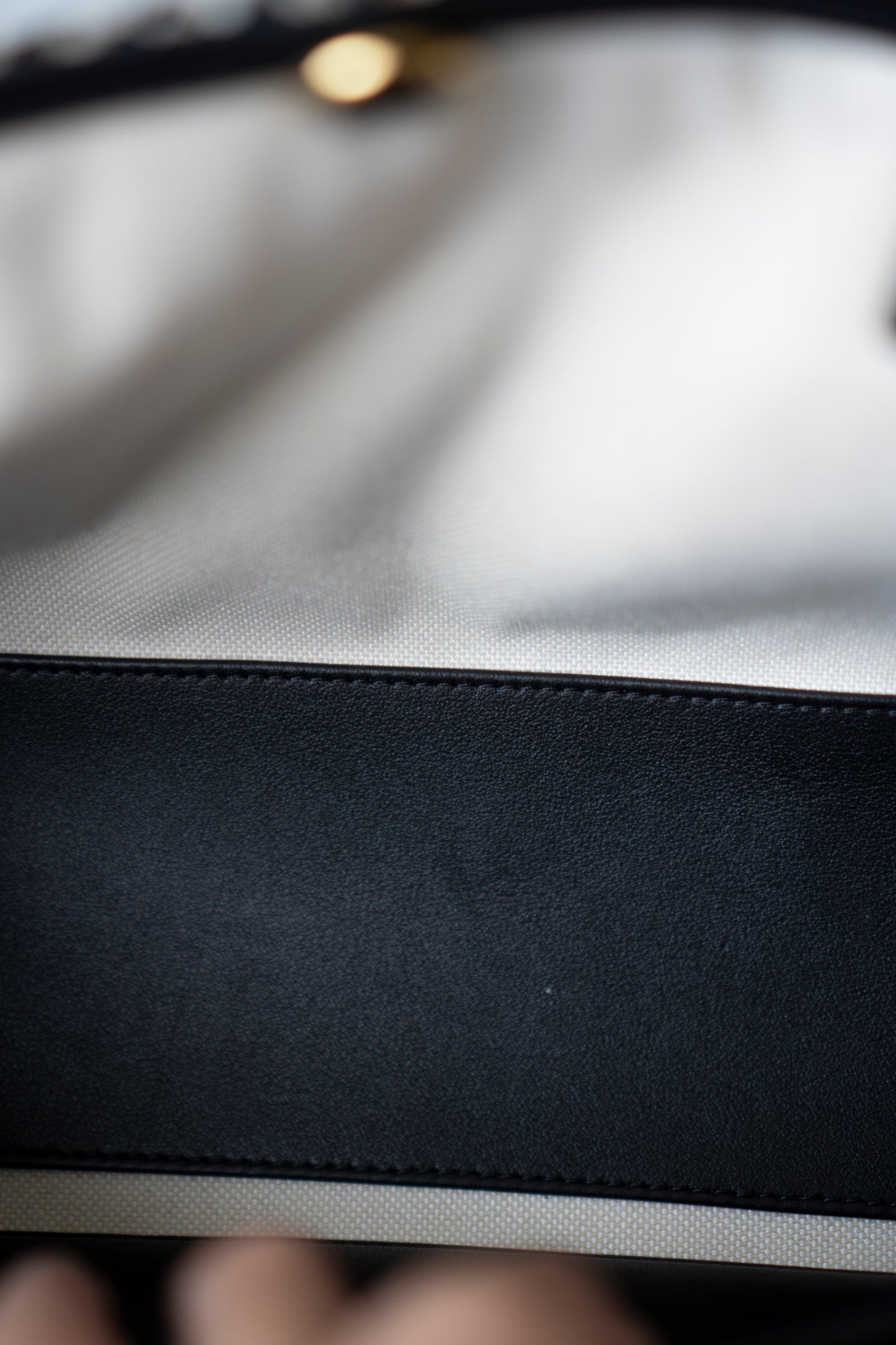 Urban Essentials Small East-West Shopping Bag – Black Calfskin & Multitone Tweed with Gold Hardware