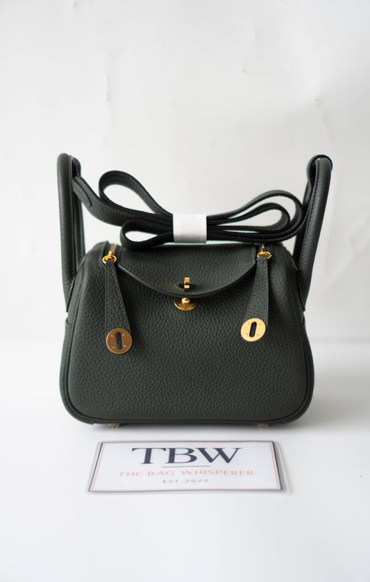 Mini Lind – Vert Cypres Clemence Leather with Gold Hardware