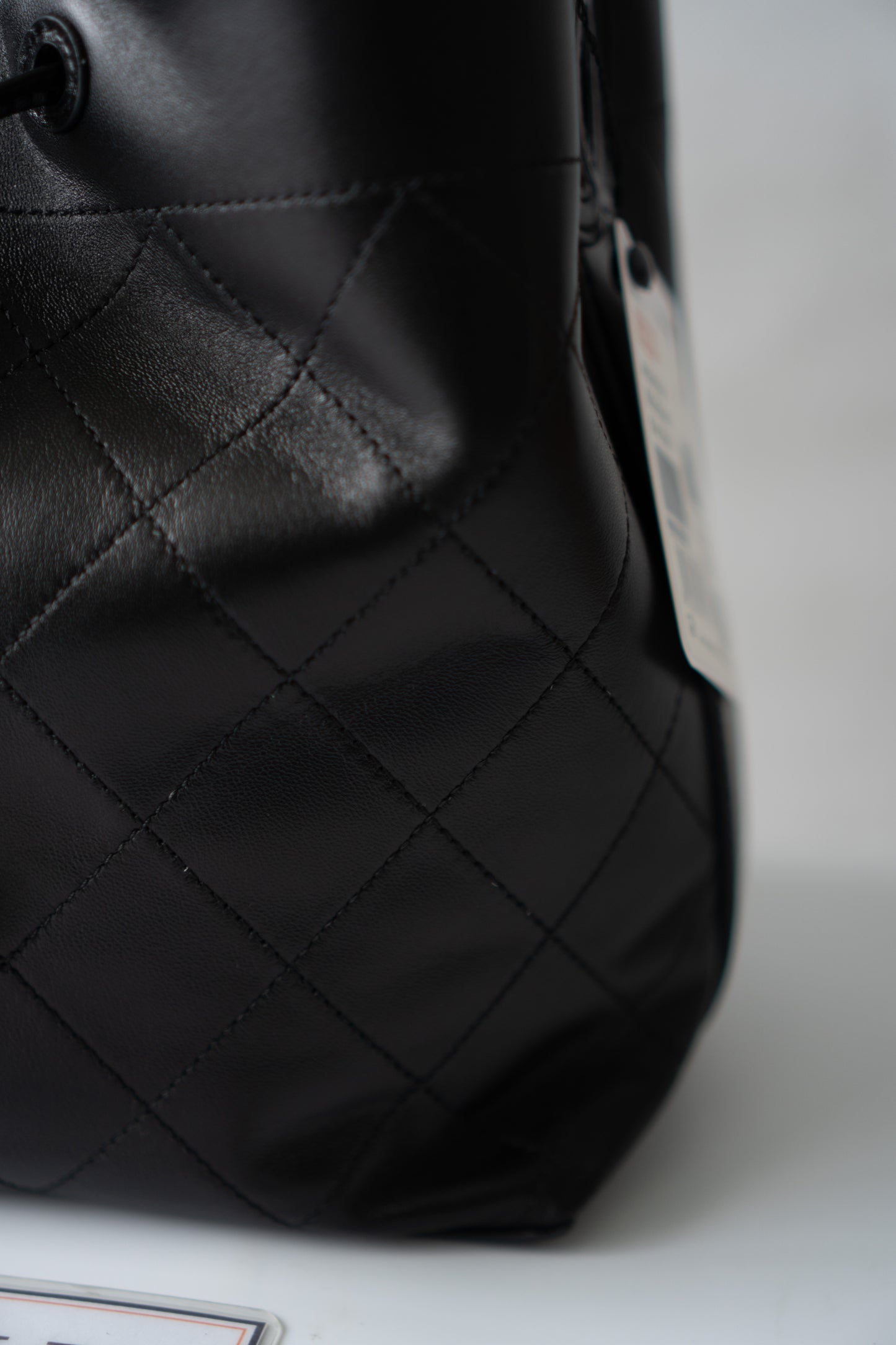 CC Small Bucket Bag – Black Quilted Lambskin with Gold Hardware