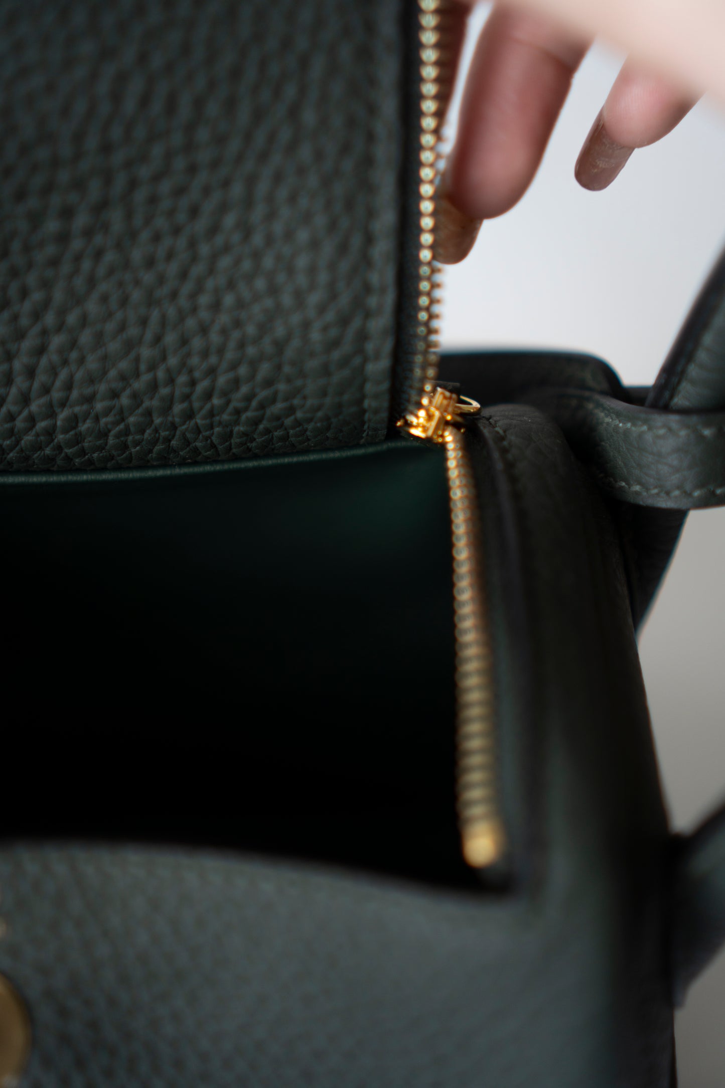 Mini Lind – Vert Cypres Clemence Leather with Gold Hardware