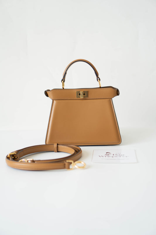 Peek a boo Mini Bag – Brown Leather with Gold Hardware