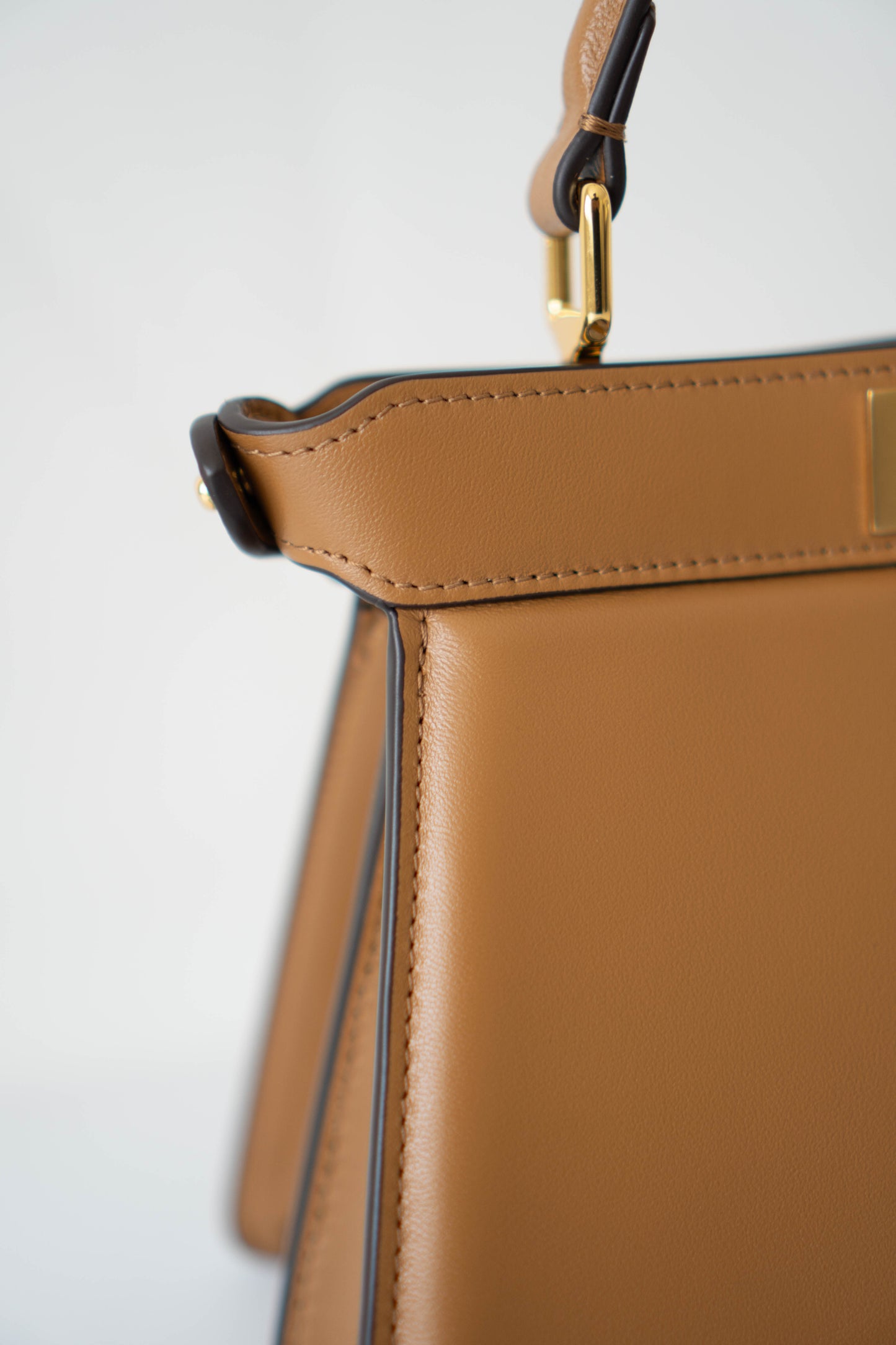 Peek a boo Mini Bag – Brown Leather with Gold Hardware