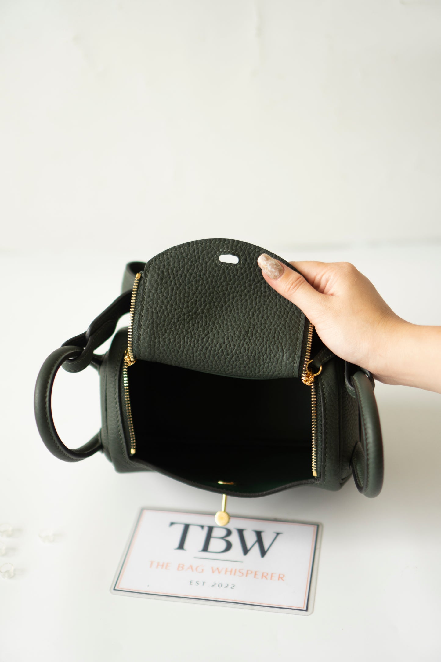 Mini Lind – Vert Cypres Clemence Leather with Gold Hardware