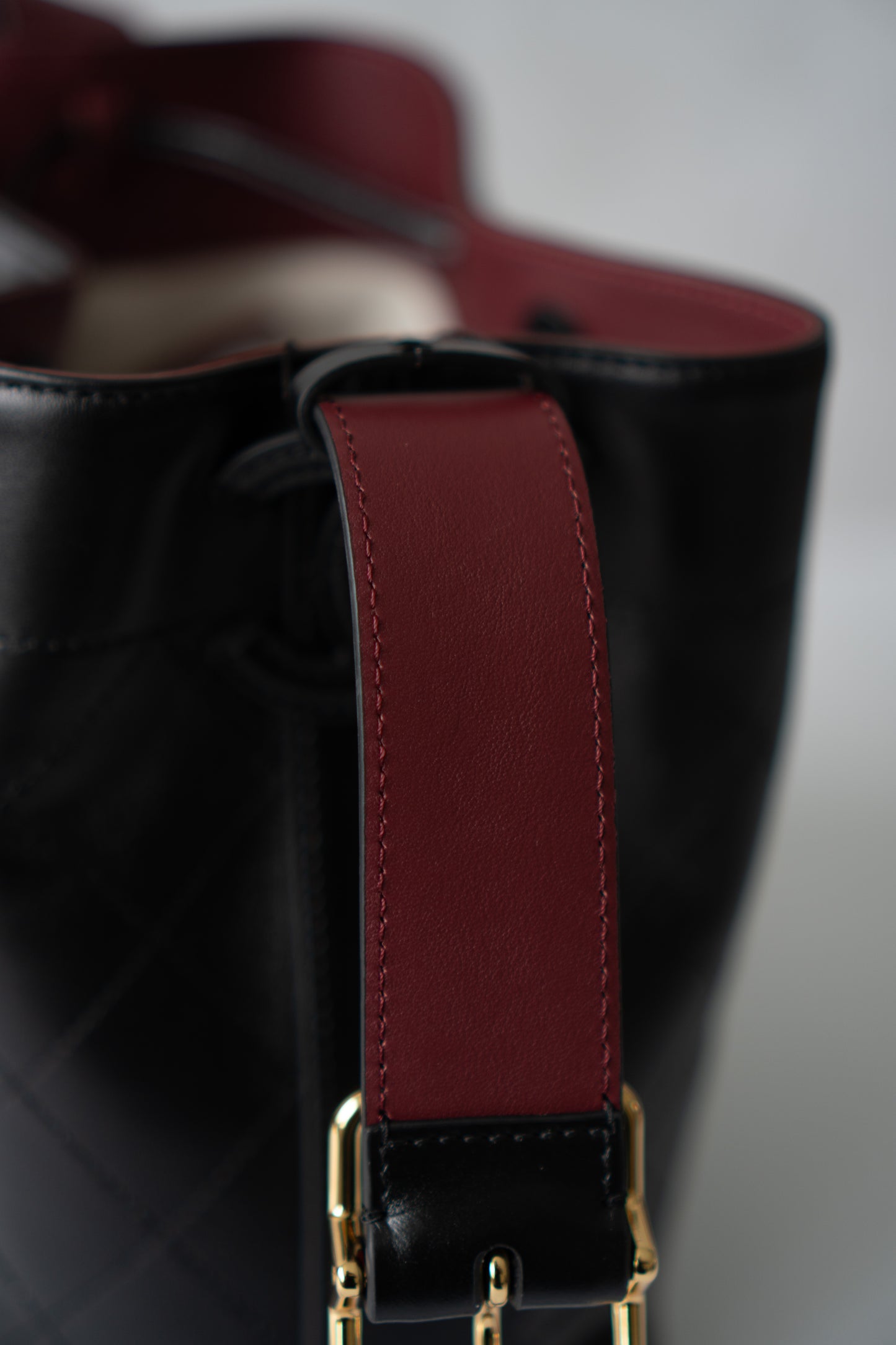 CC Small Bucket Bag – Black Quilted Lambskin with Gold Hardware
