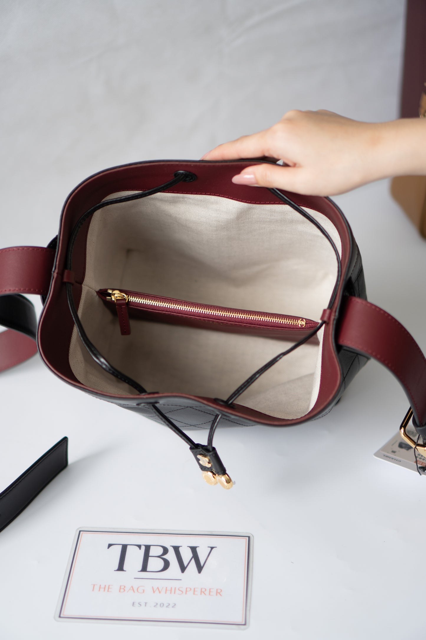 CC Small Bucket Bag – Black Quilted Lambskin with Gold Hardware