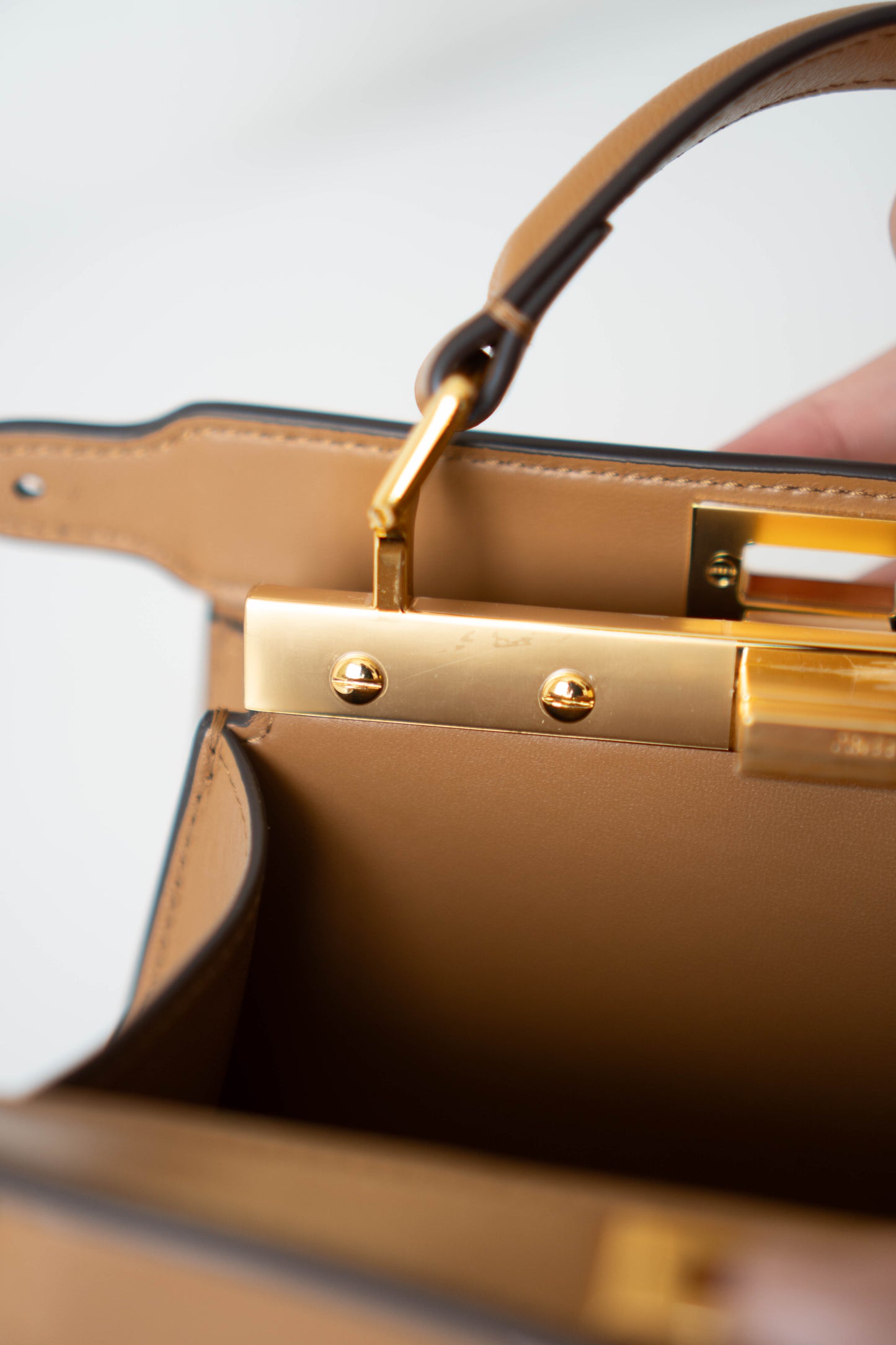 Peek a boo Mini Bag – Brown Leather with Gold Hardware