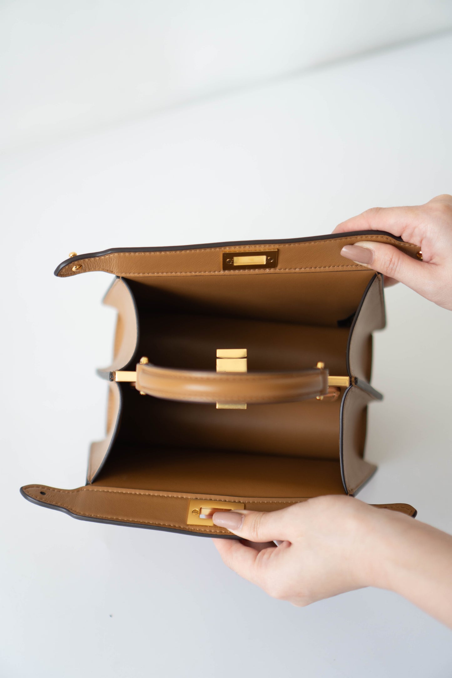 Peek a boo Mini Bag – Brown Leather with Gold Hardware
