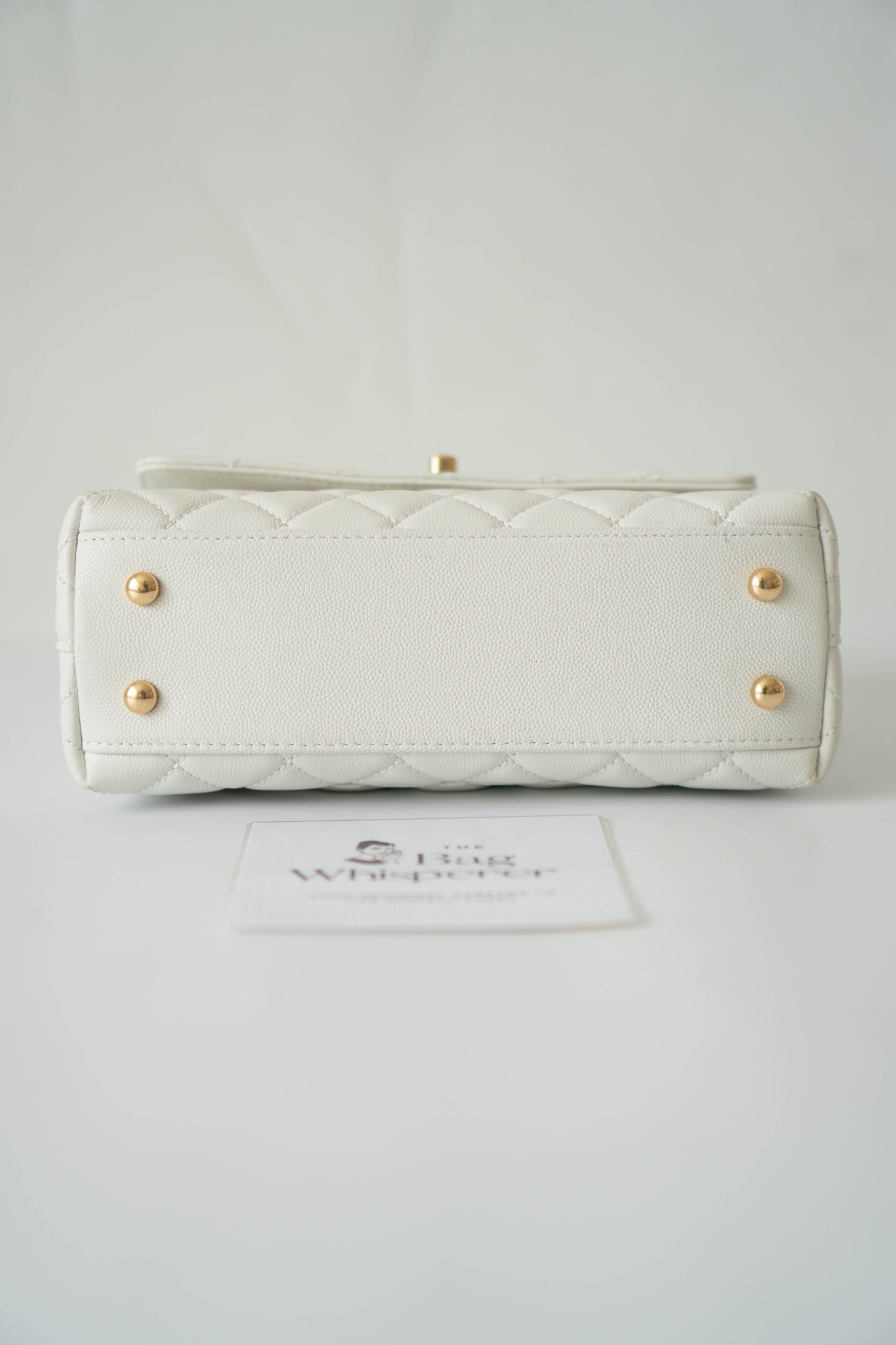 Coco Handle Small Bag – White Quilted Leather with Gold Hardware (23P)