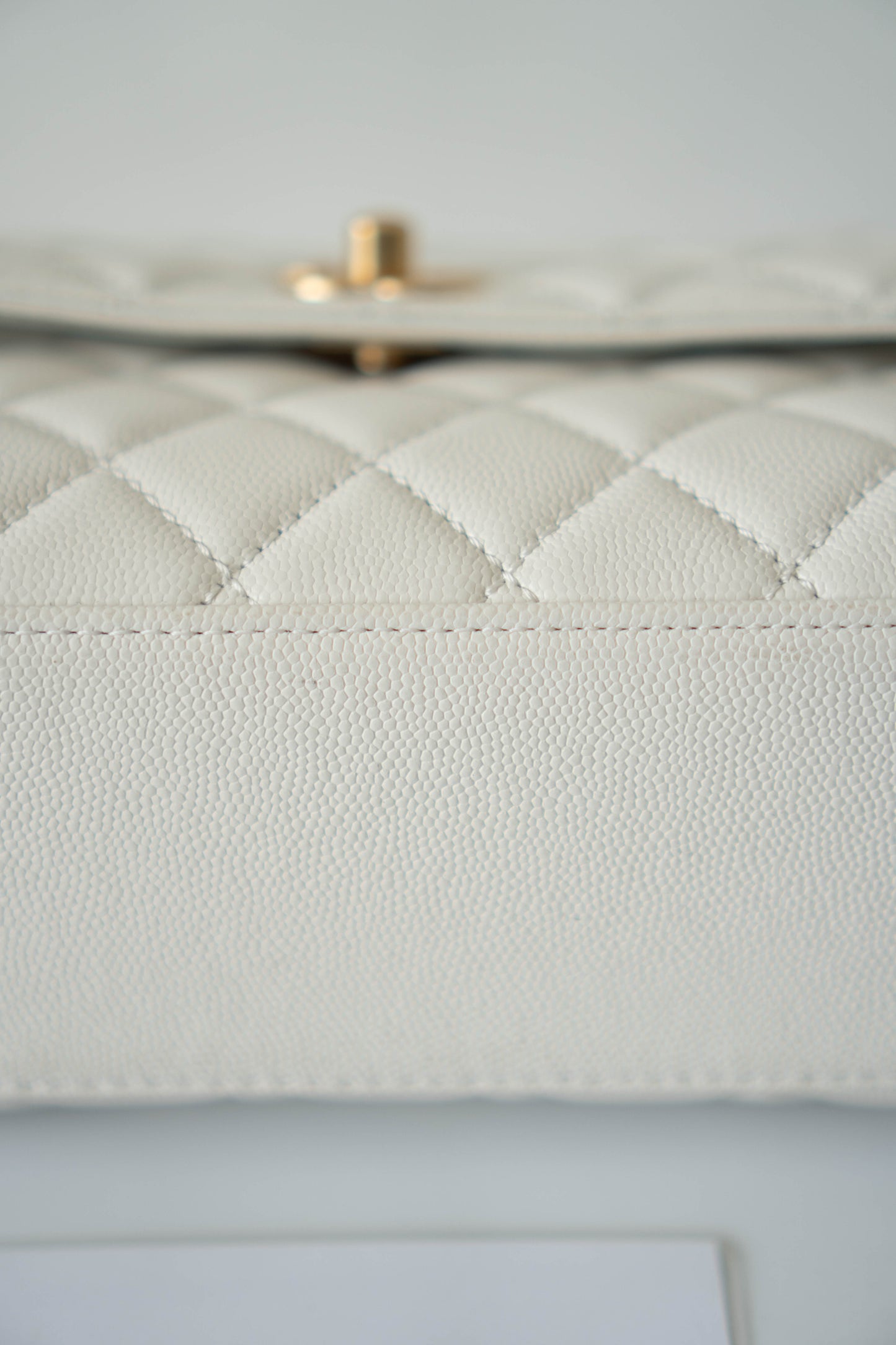 Coco Handle Small Bag – White Quilted Leather with Gold Hardware (23P)