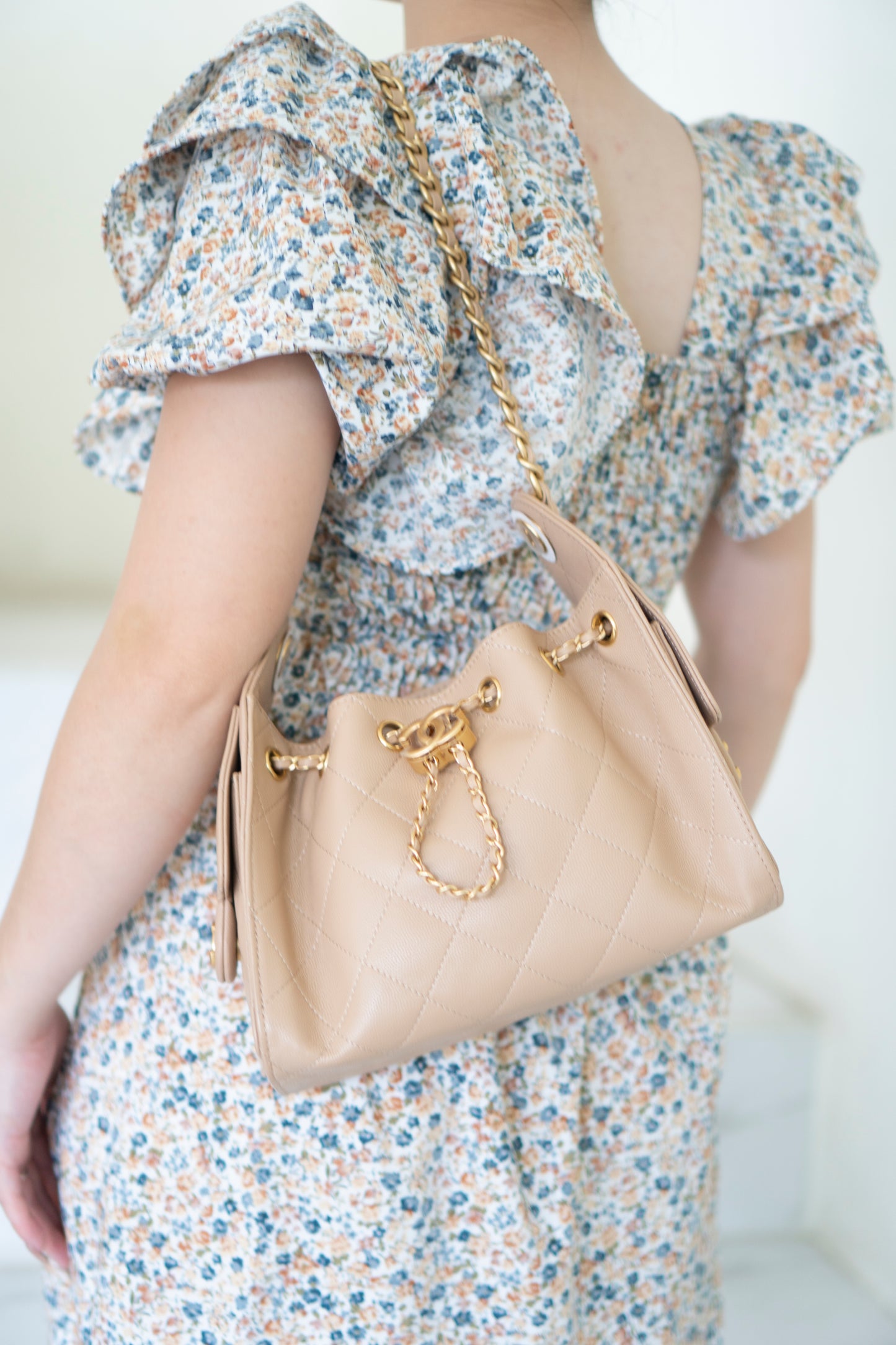 C25 Mini – Dark Beige Caviar Leather with Gold Hardware