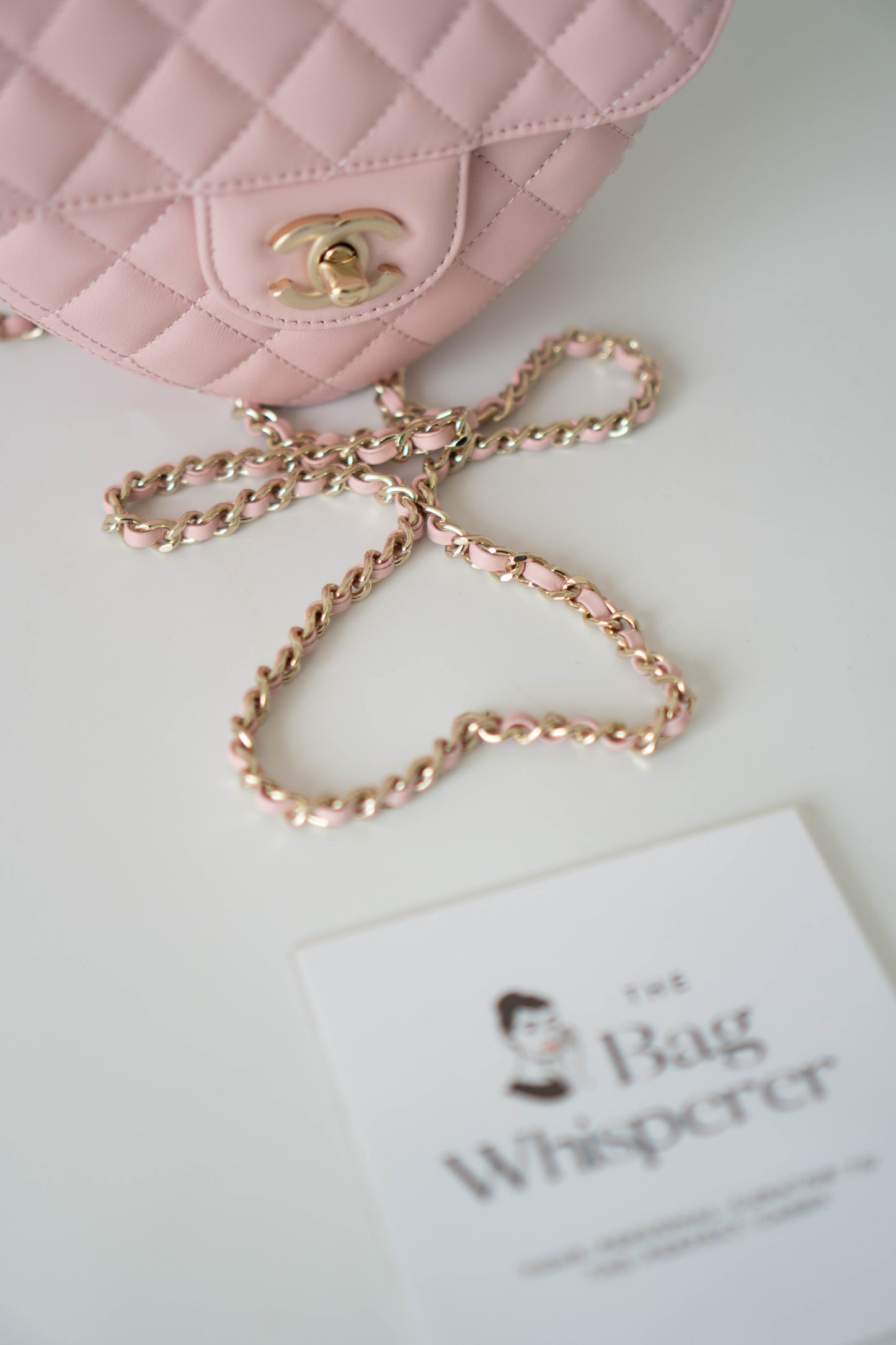 Heart Bag – Pink Quilted Lambskin with Gold Hardware Large