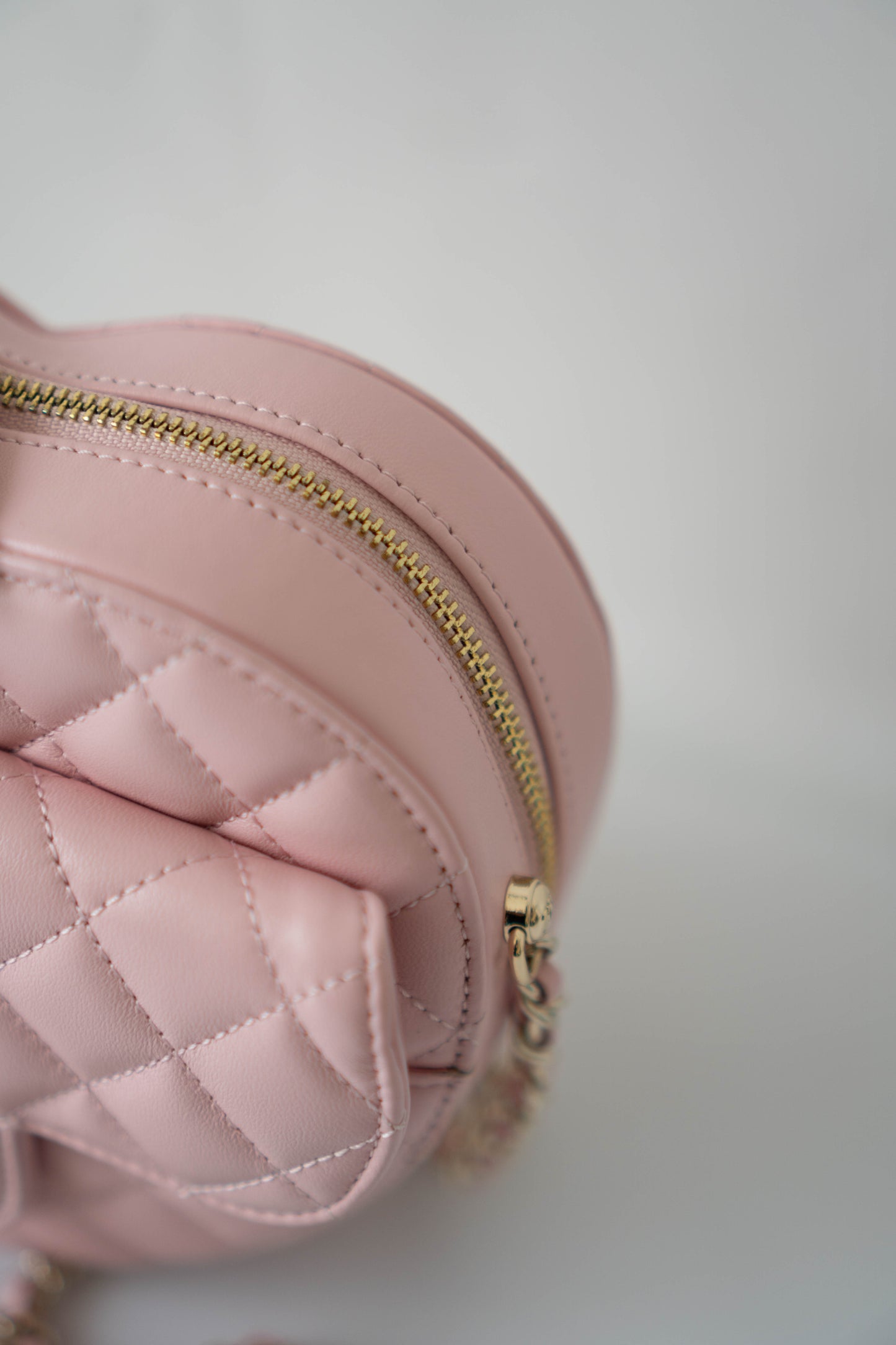 Heart Bag – Pink Quilted Lambskin with Gold Hardware Large