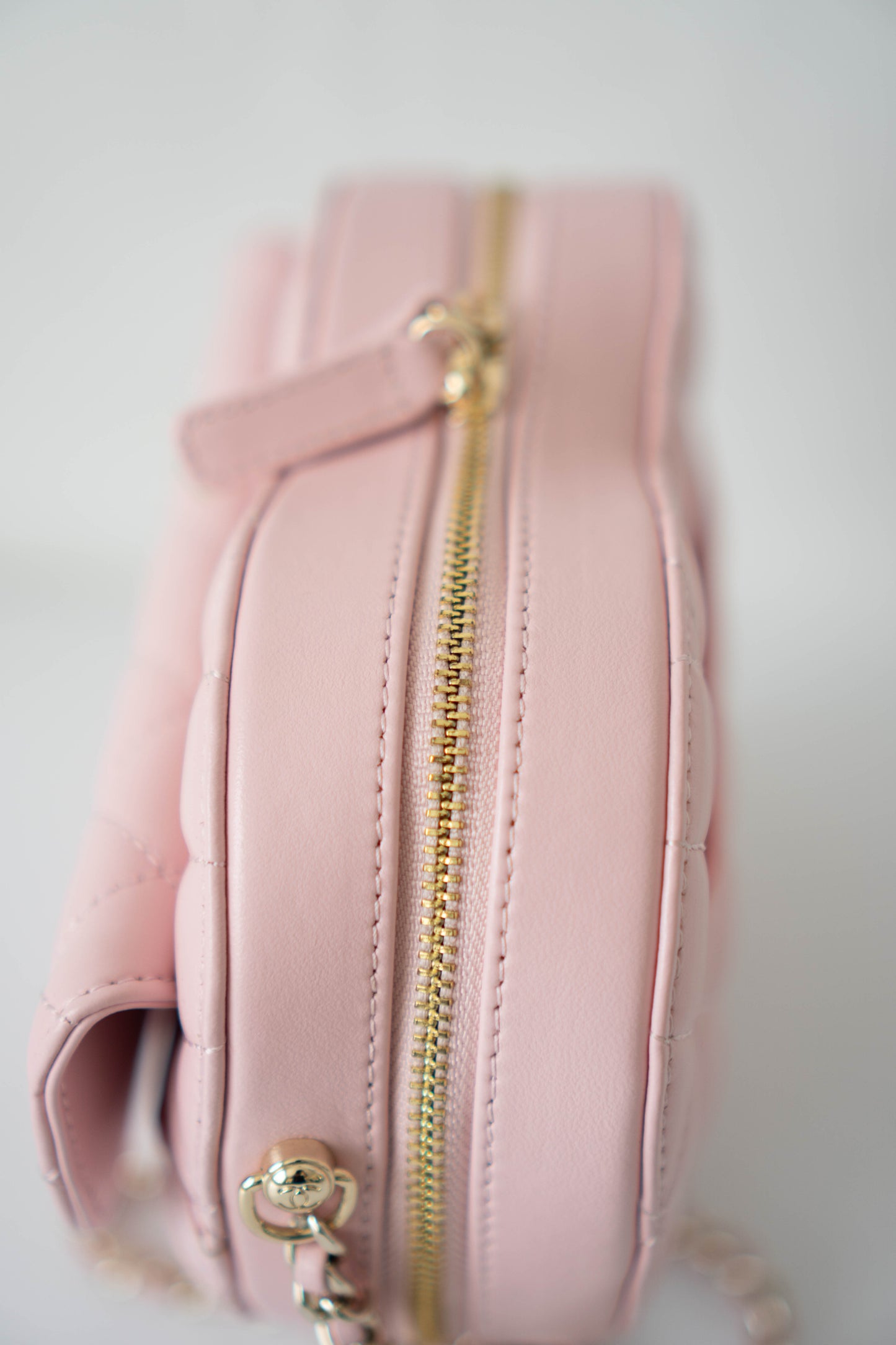 Heart Bag – Pink Quilted Lambskin with Gold Hardware Large