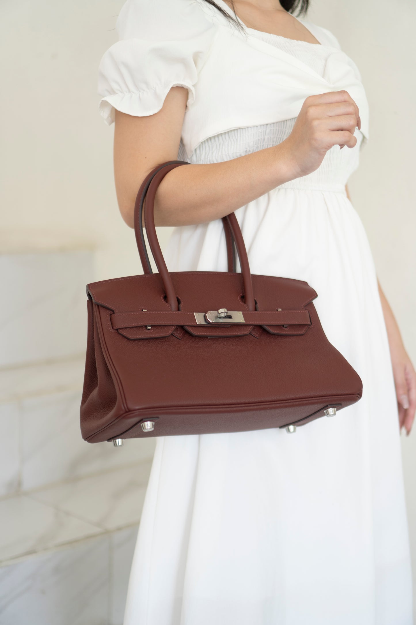 BK Shoulder 29 – Rouge H Evercolor with Palladium Hardware