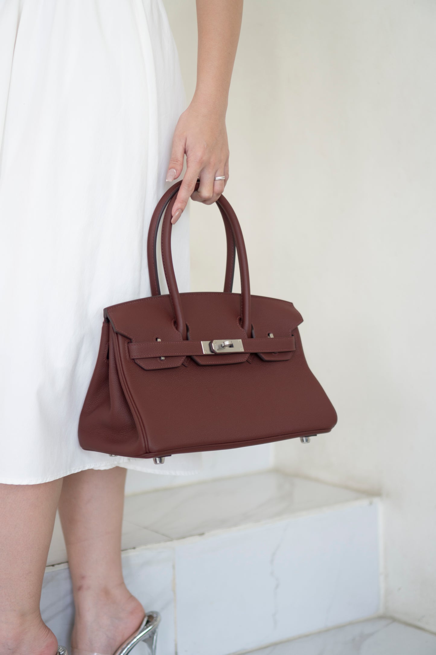 BK Shoulder 29 – Rouge H Evercolor with Palladium Hardware