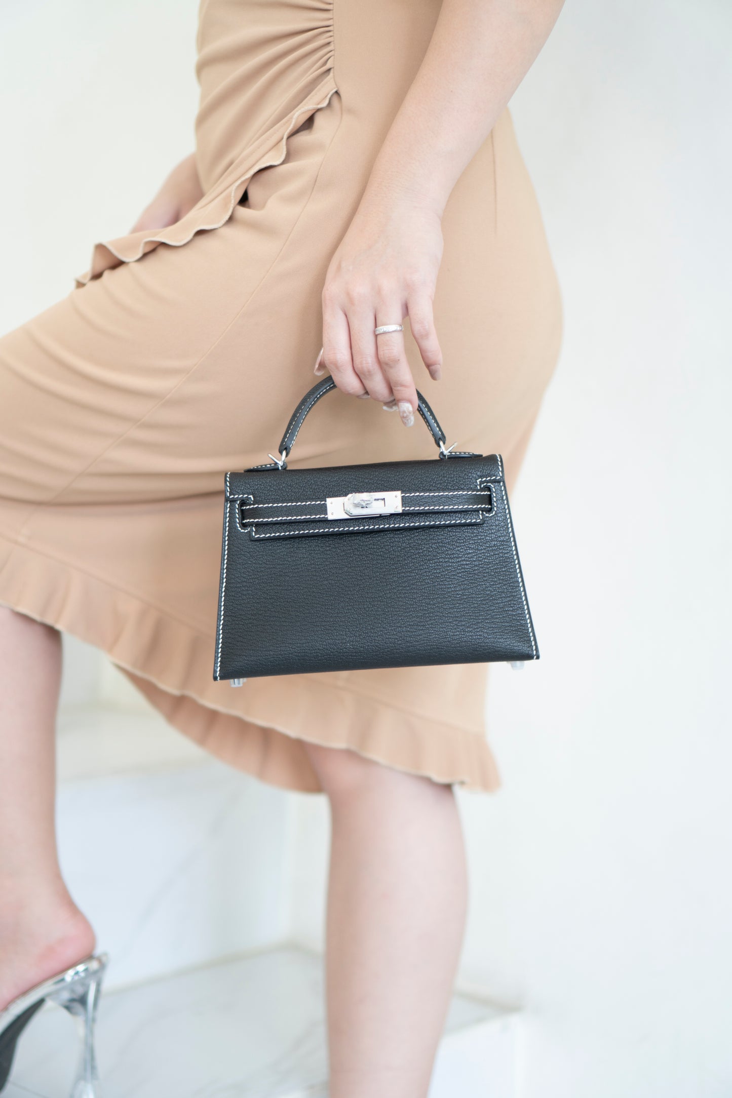 Mini KL II Sellier – Noir Chèvre with Gris Perle Interior | HSS Special Order