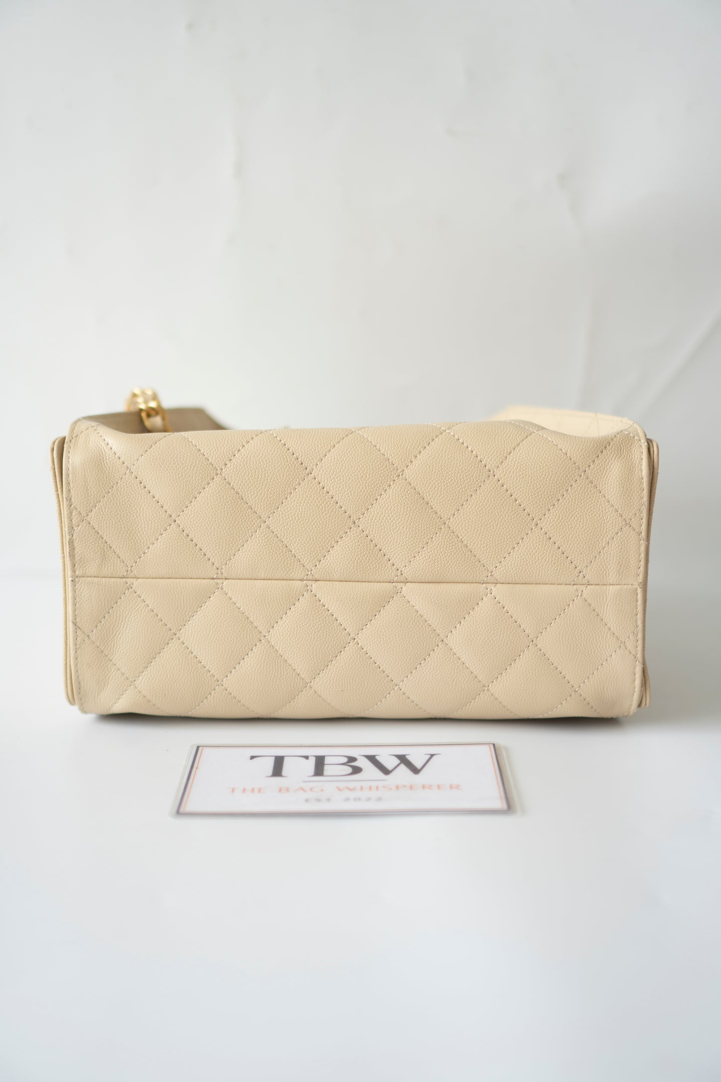 C25 Drawstring Tote in Beige Caviar Leather