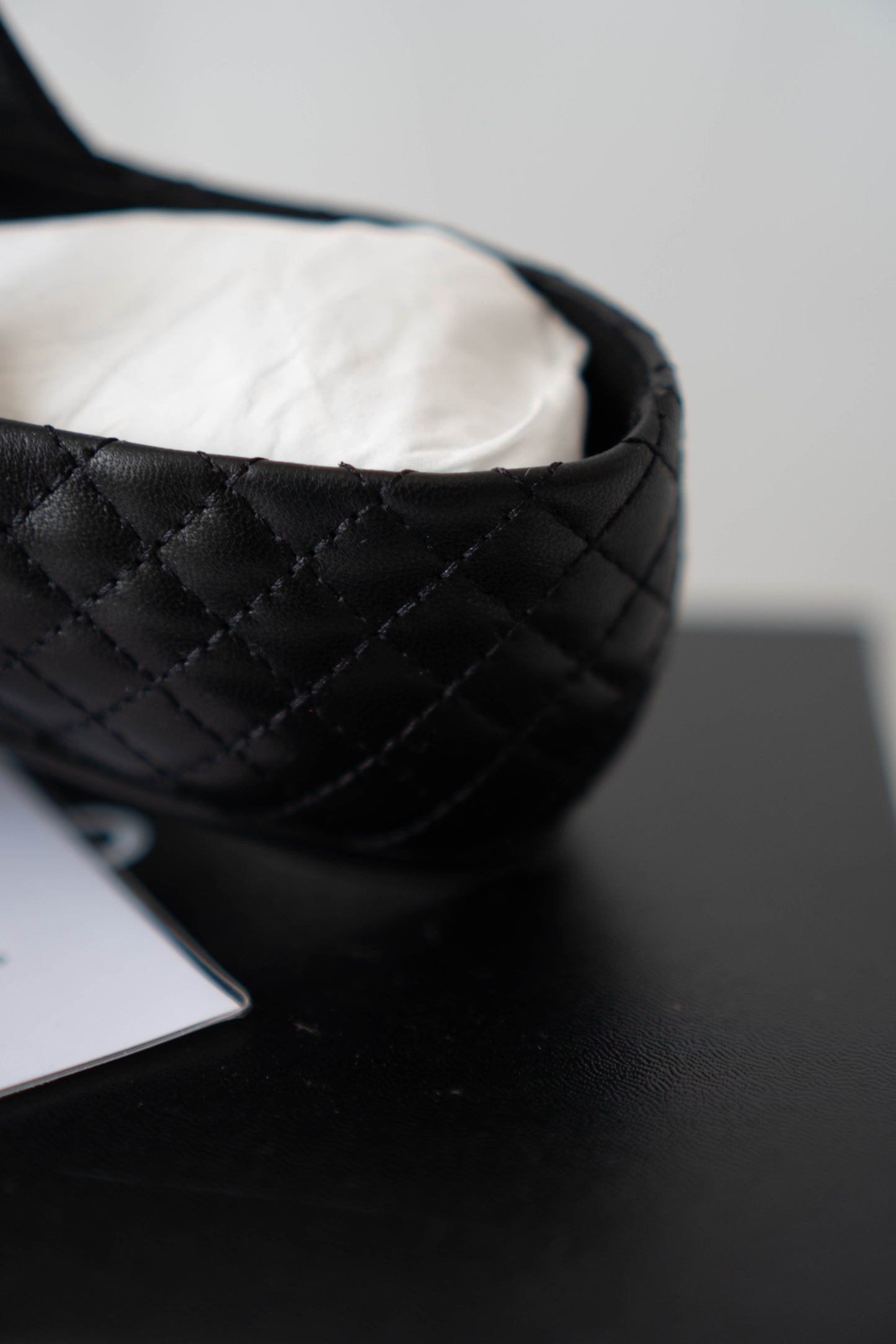 Quilted Ballerina Flats – Black Leather with Patent Toe Cap