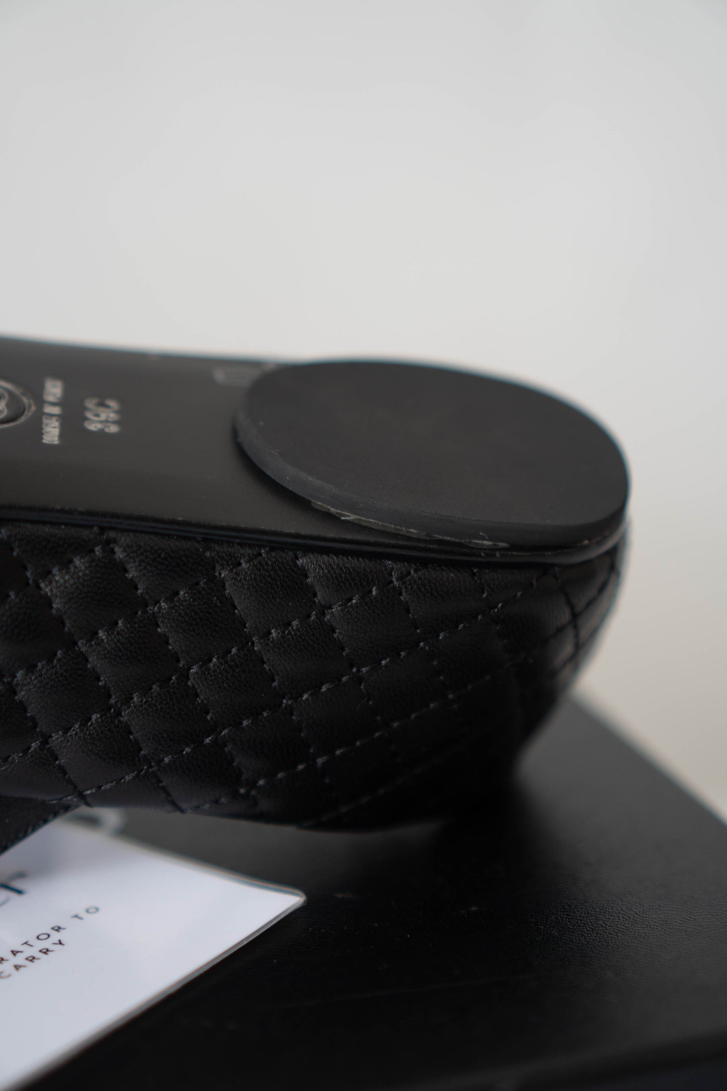 Quilted Ballerina Flats – Black Leather with Patent Toe Cap