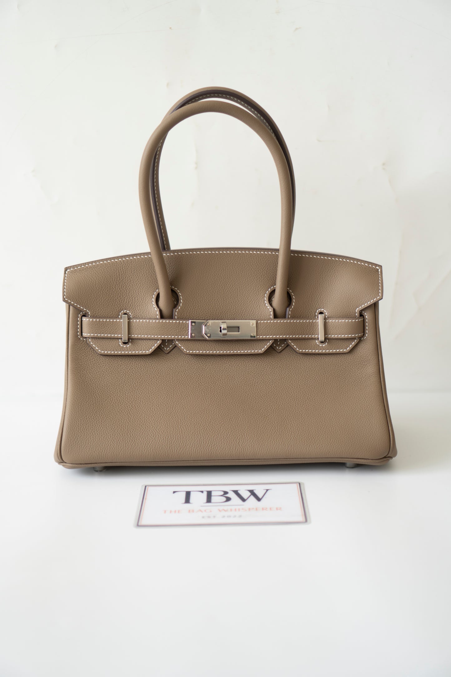 BK Shoulder 29 in Etoupe Evercolor Leather with Palladium Hardware