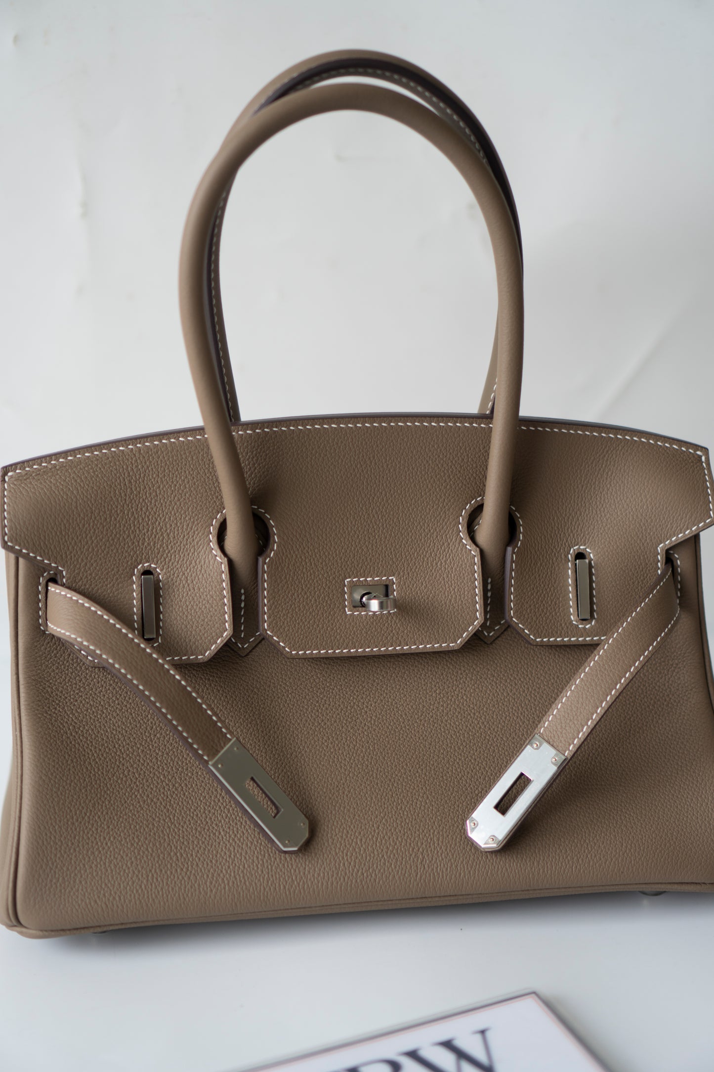 BK Shoulder 29 in Etoupe Evercolor Leather with Palladium Hardware