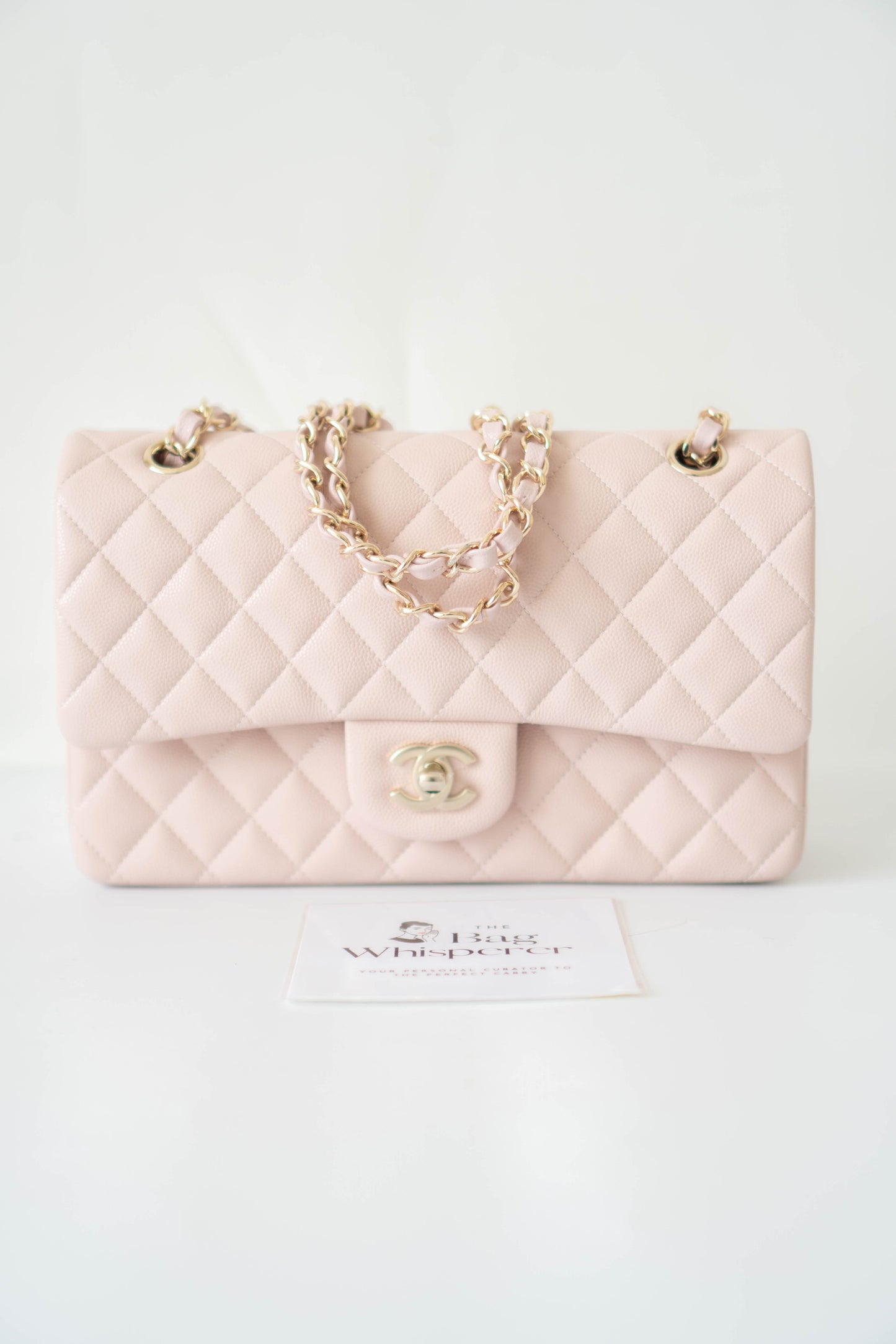 Classic Flap Medium – Rose Clair Caviar Leather with Light Gold Hardware