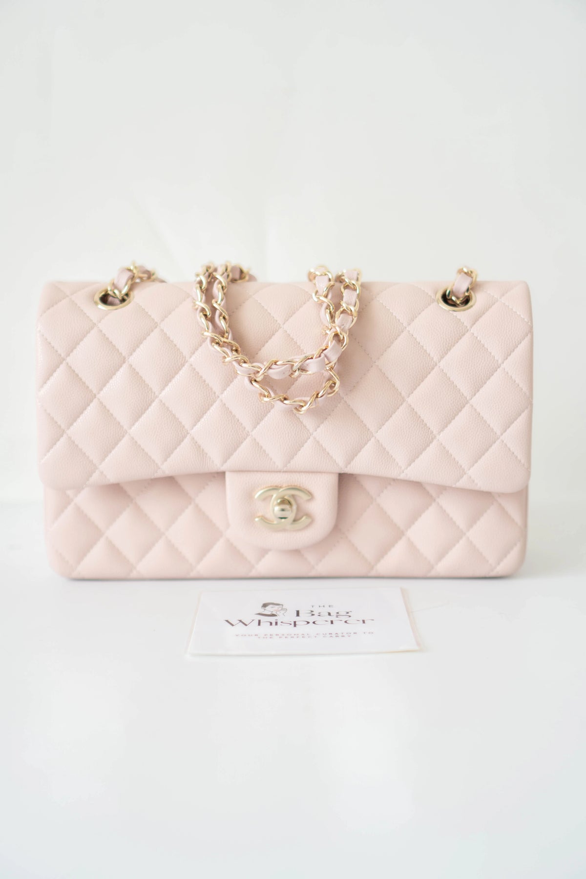 Classic Flap Medium – Rose Clair Caviar Leather with Light Gold Hardware