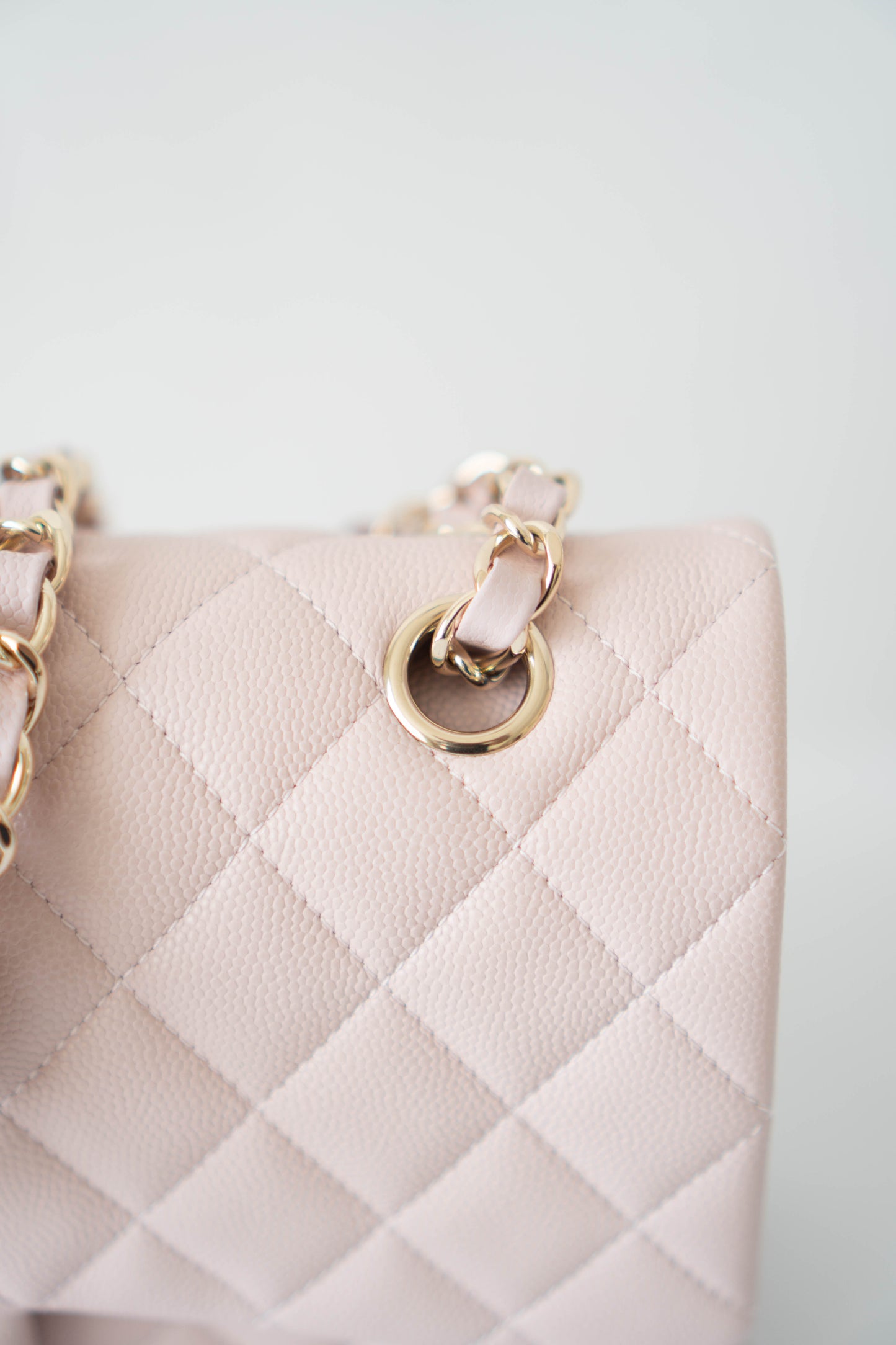 Classic Flap Medium – Rose Clair Caviar Leather with Light Gold Hardware
