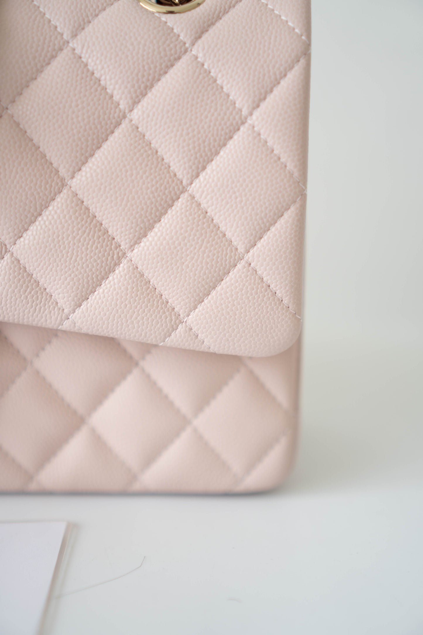 Classic Flap Medium – Rose Clair Caviar Leather with Light Gold Hardware