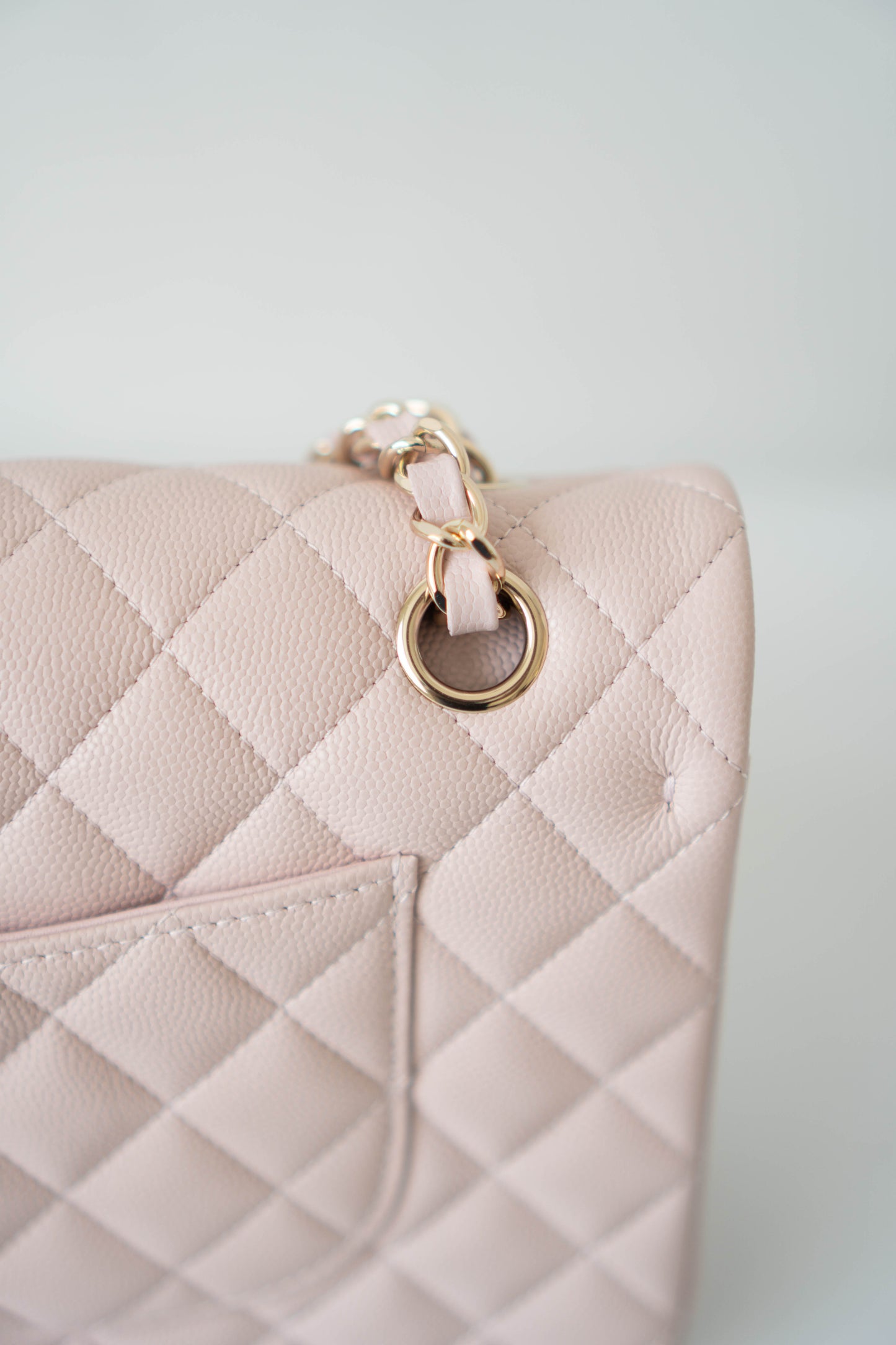 Classic Flap Medium – Rose Clair Caviar Leather with Light Gold Hardware