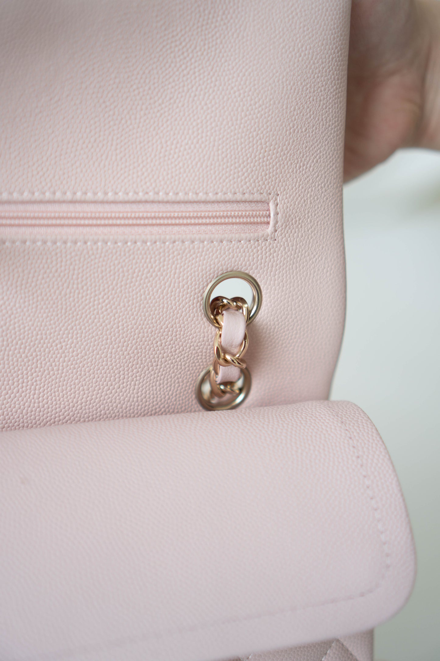 Classic Flap Medium – Rose Clair Caviar Leather with Light Gold Hardware