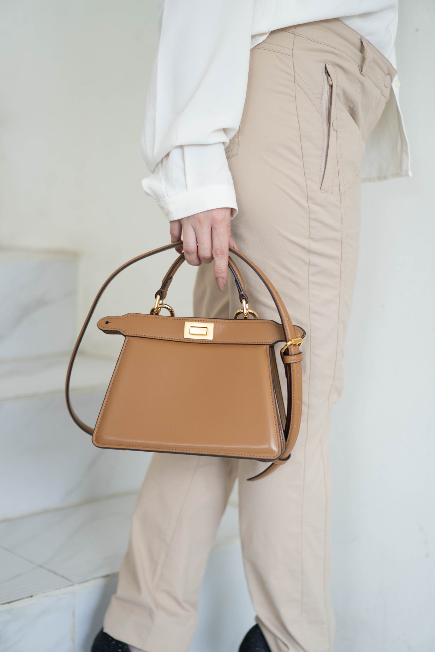 Peek a boo Mini Bag – Brown Leather with Gold Hardware