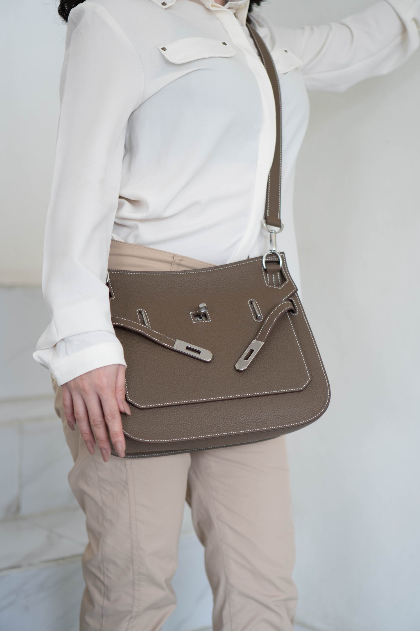 Jypsiere Bag – Etoupe Togo Leather with Palladium Hardware