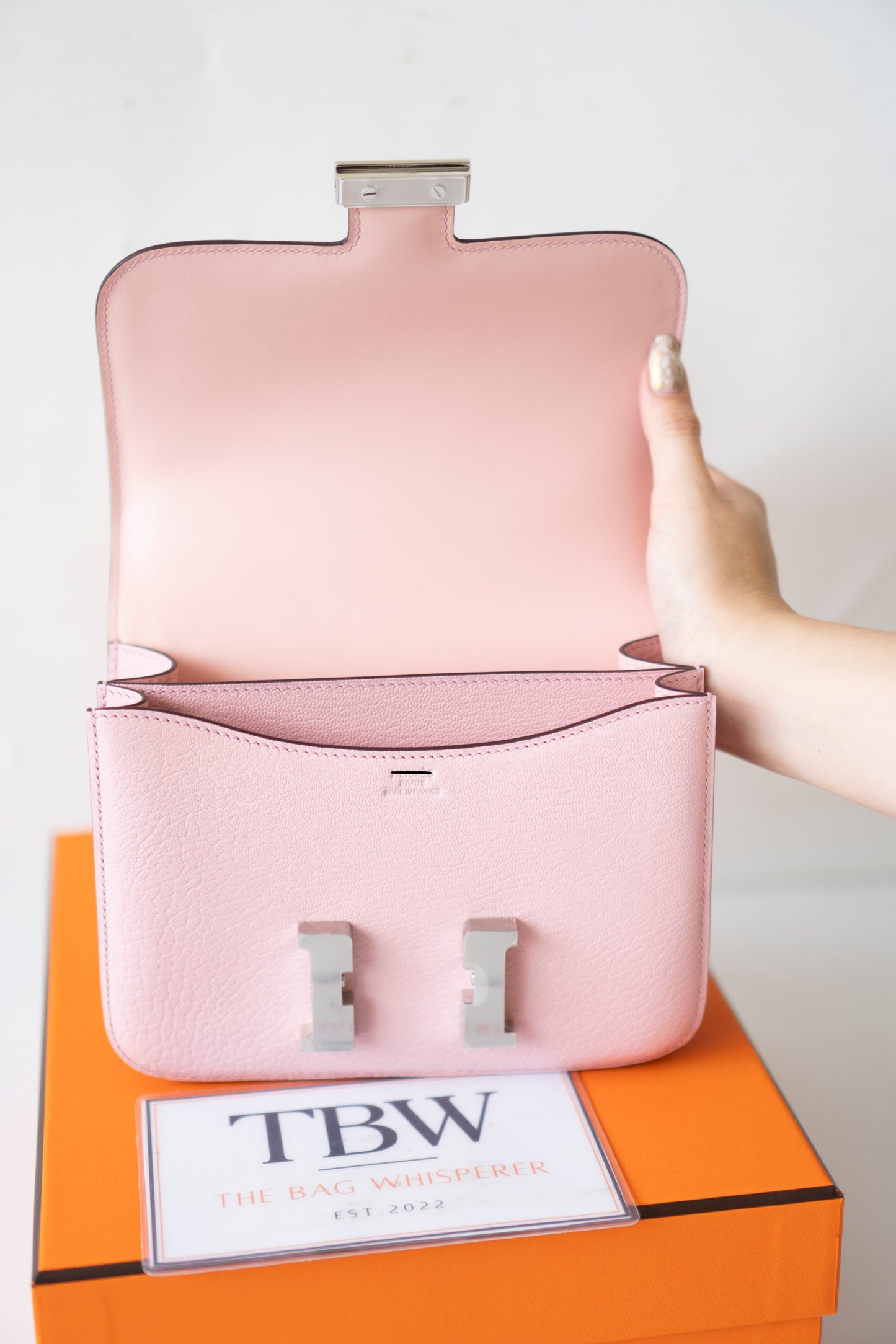 Constanc 18 – Rose Sakura Chevre with Palladium Hardware