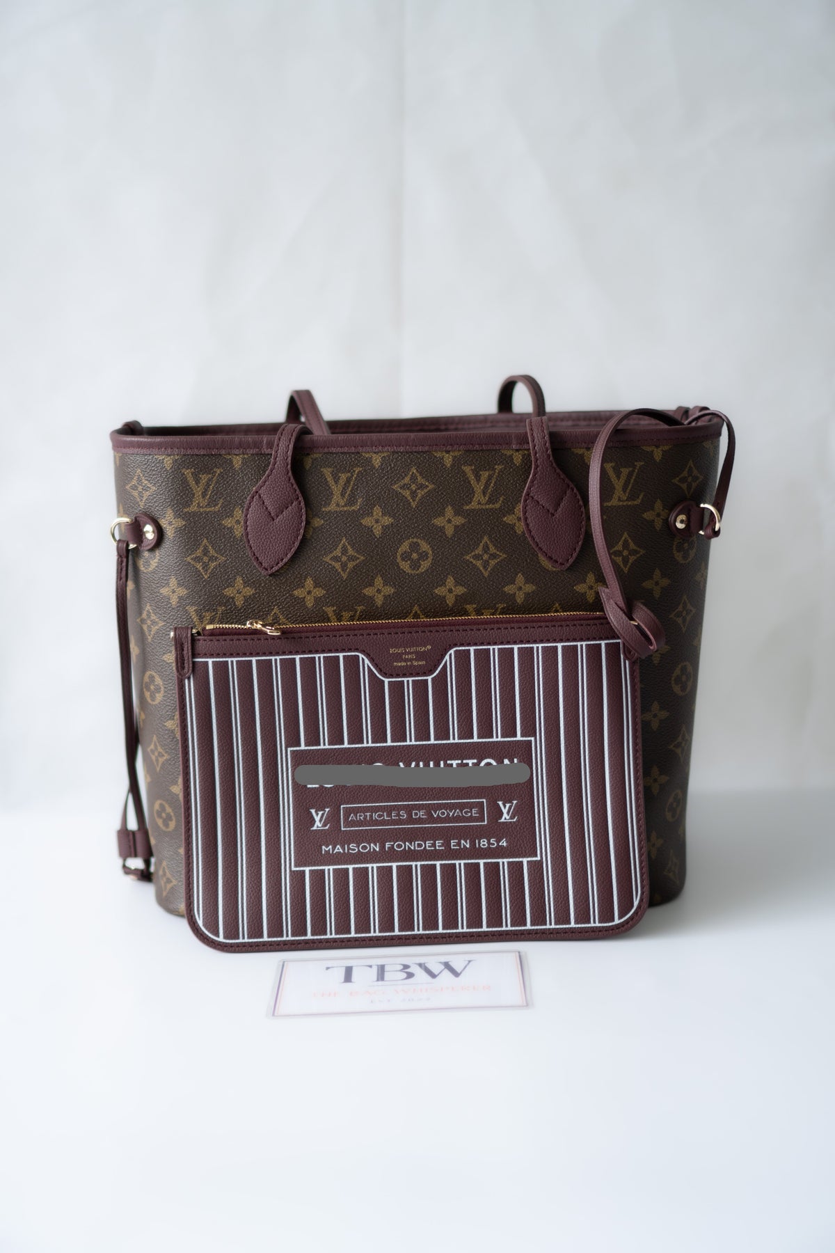 Neverfull Inside Out MM – Monogram / Dark Burgundy (Grained Leather) with Gold Hardware